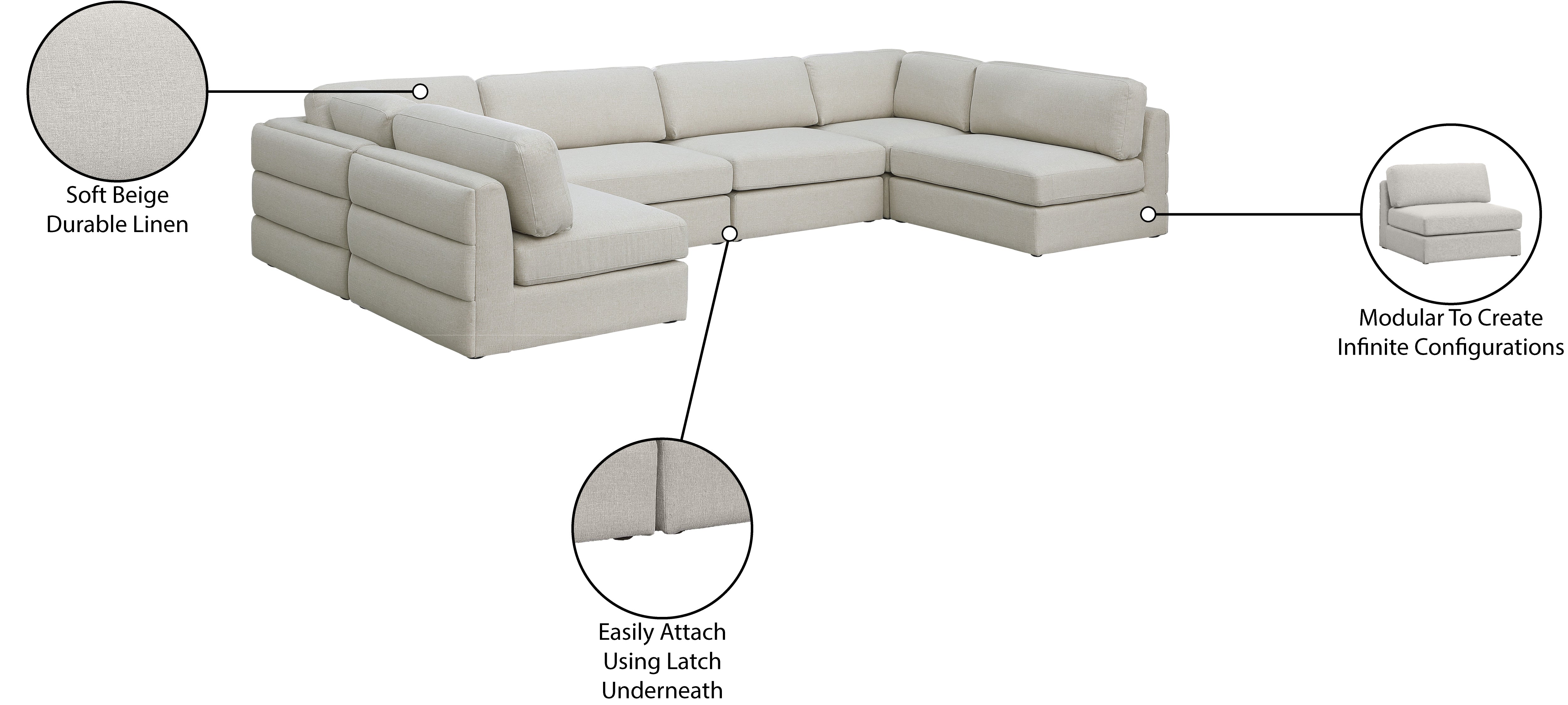 Beckham Durable Linen Textured Fabric Modular Sectional Sofa - Modern Living Room Furniture for Home & Office Comfort