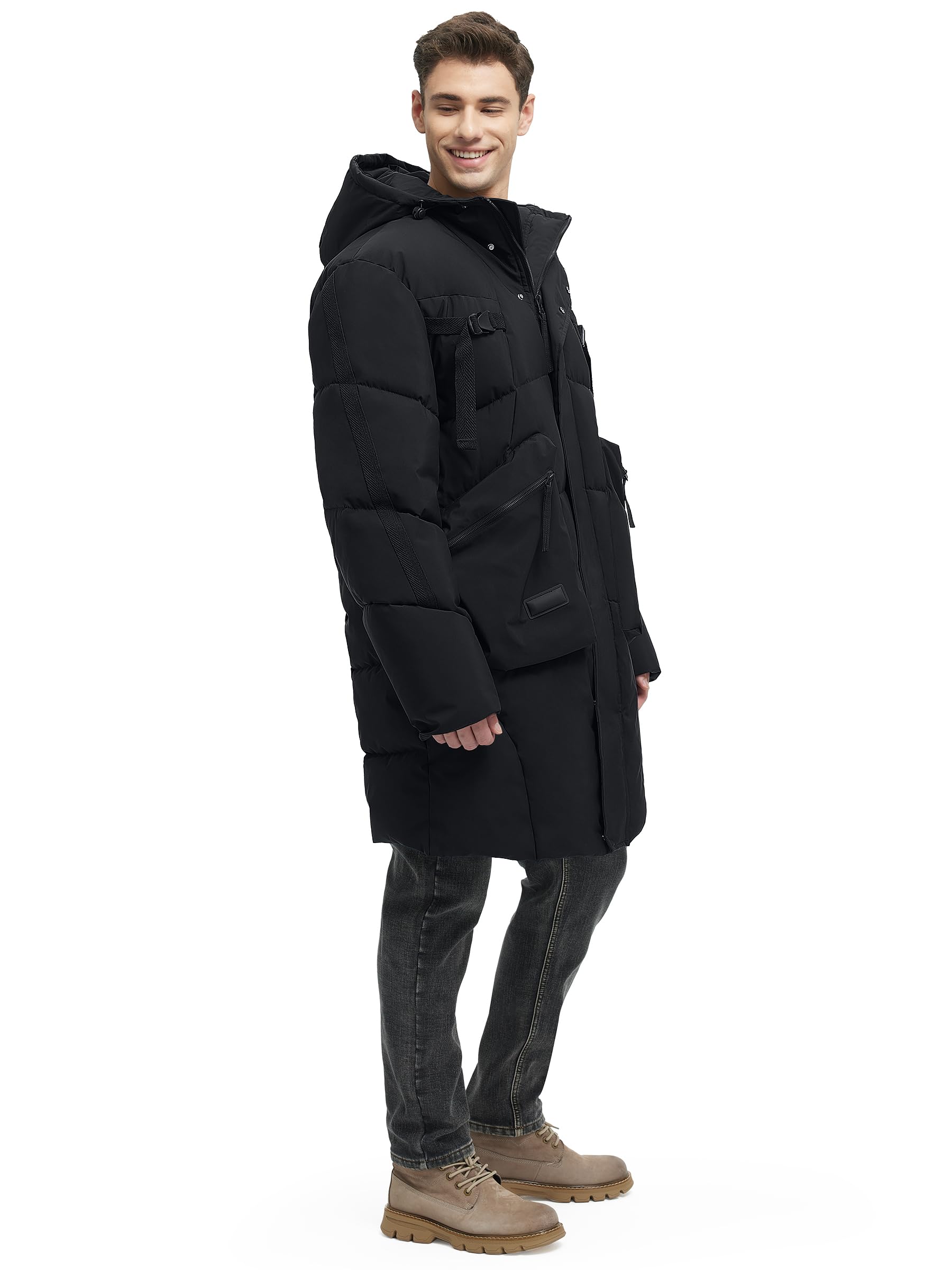 2024 Men's Waterproof Winter Jacket - Heavyweight Hooded Long Coat for Cold Weather | Warm & Windproof Outdoor Winter Coat for Hiking, Snowboarding & Daily Use