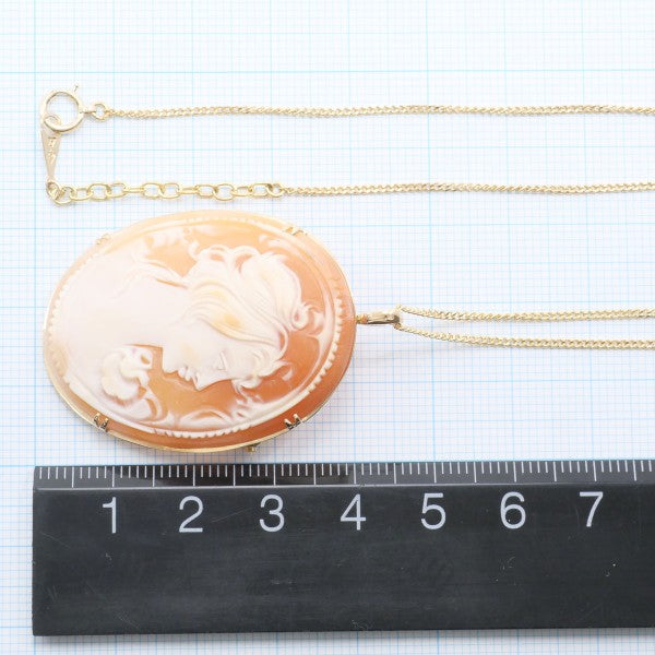 18K Yellow Gold Shell Cameo 2-Way Convertible Necklace & Brooch - Elegant Vintage Jewelry for Women, Perfect for Weddings, Parties & Special Occasions