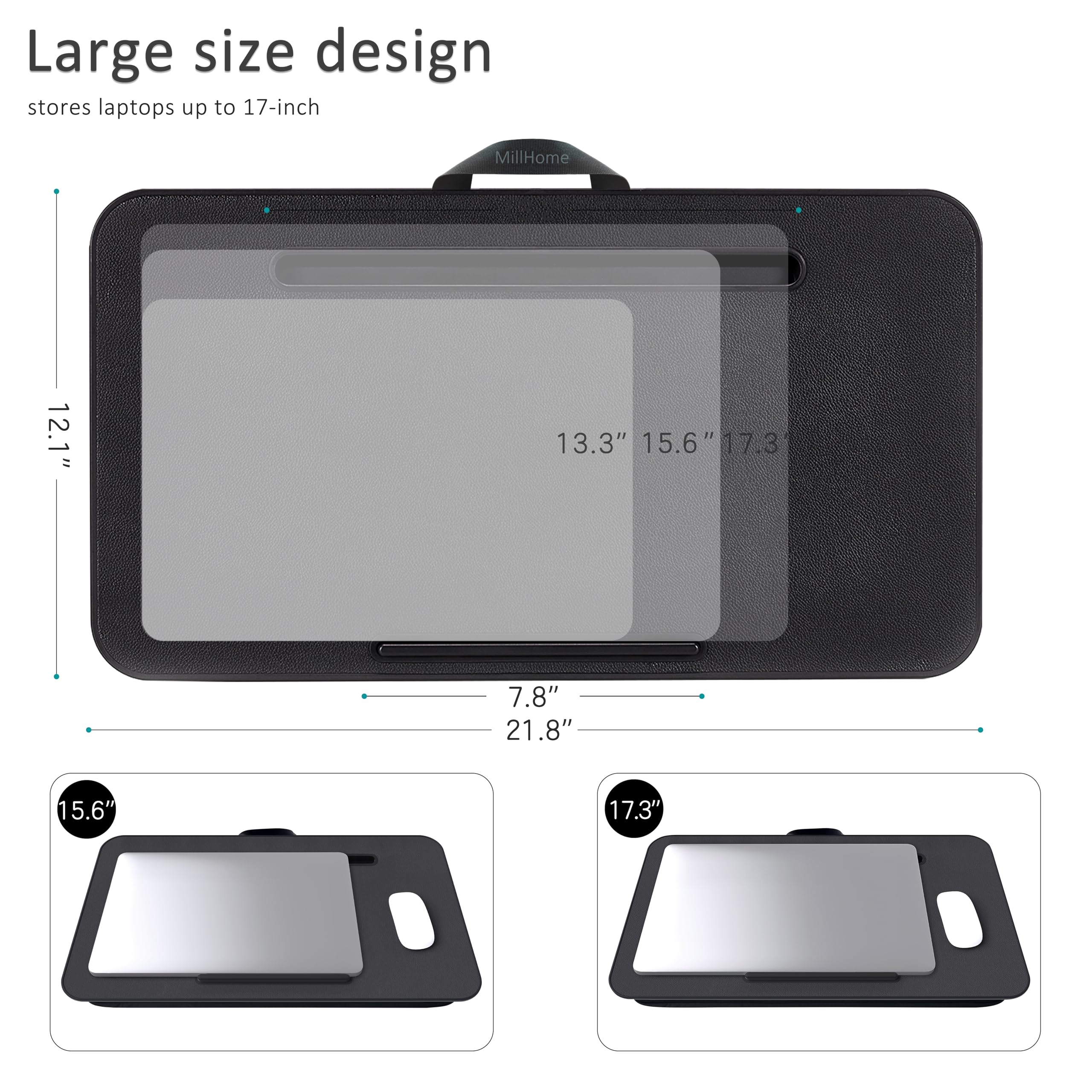 Portable Laptop Lap Desk with Cushion for 17