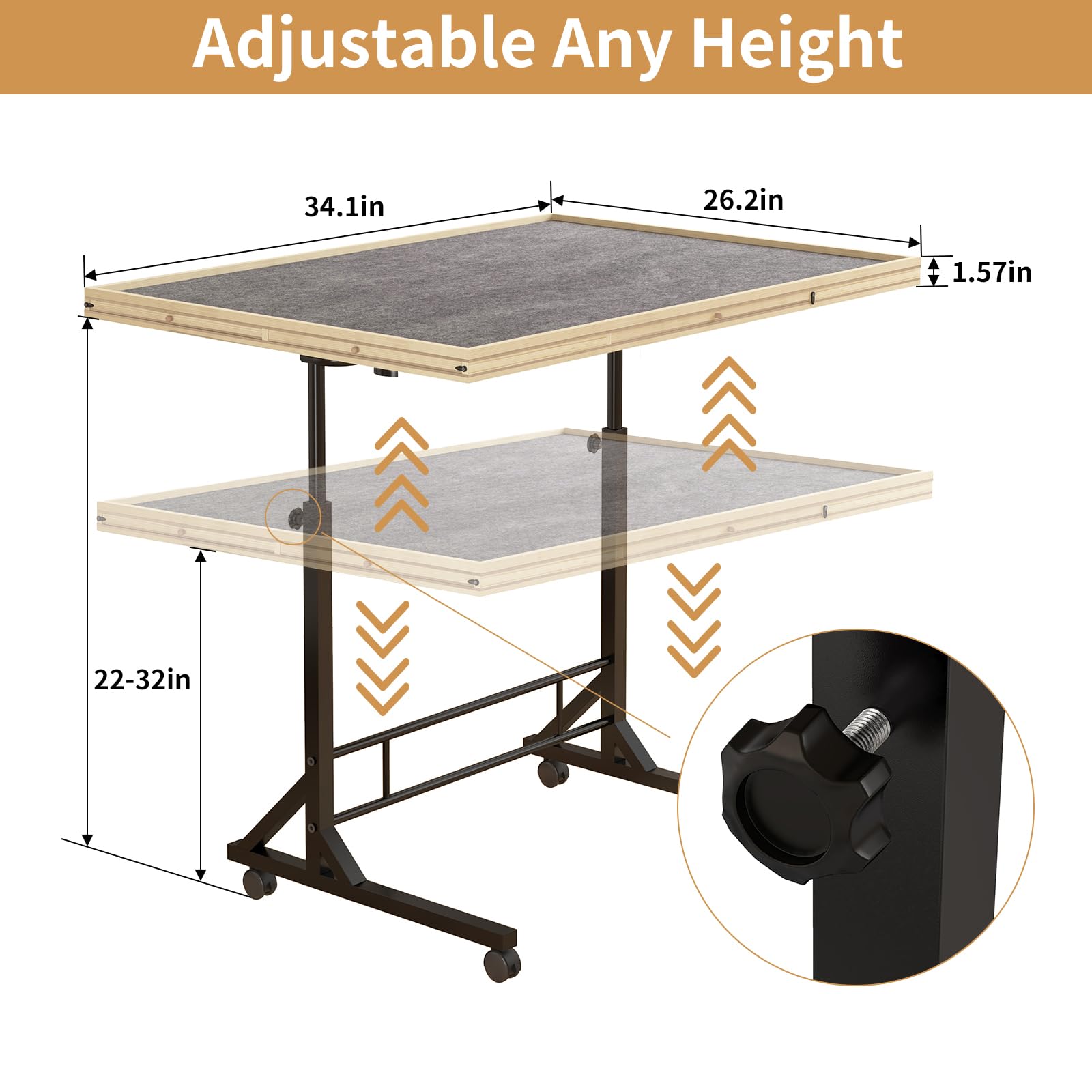 1500 Piece Jigsaw Puzzle Table with 6 Drawers & Adjustable Legs - 34