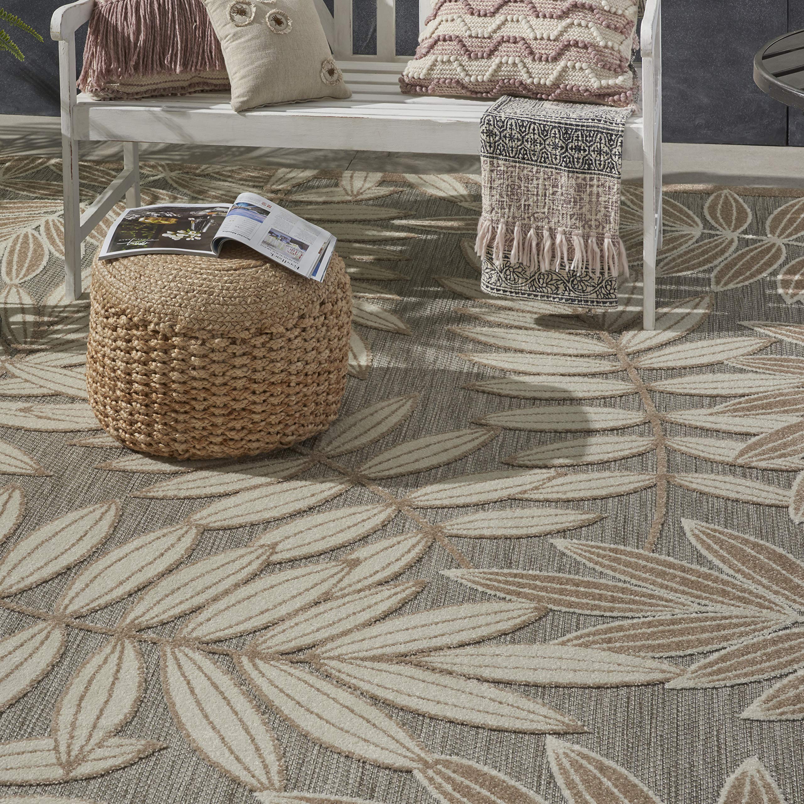 Nourison Aloha 7' x 10' Indoor/Outdoor Area Rug - Natural Fiber, Easy to Clean, Non-Shedding for Living Room, Bedroom, Dining Room, Patio, Deck & Backyard | Durable & Stylish Home Decor