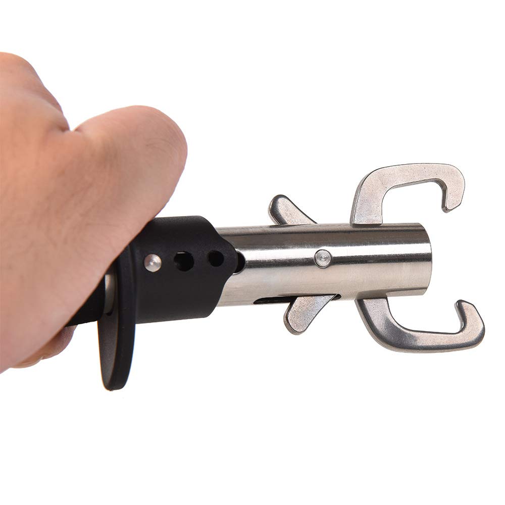 Portable Stainless Steel Fish Lip Gripper Tool with Wrist Strap - Secure Fish Handling for Catch & Release, Fishing Tournaments, and Outdoor Adventures