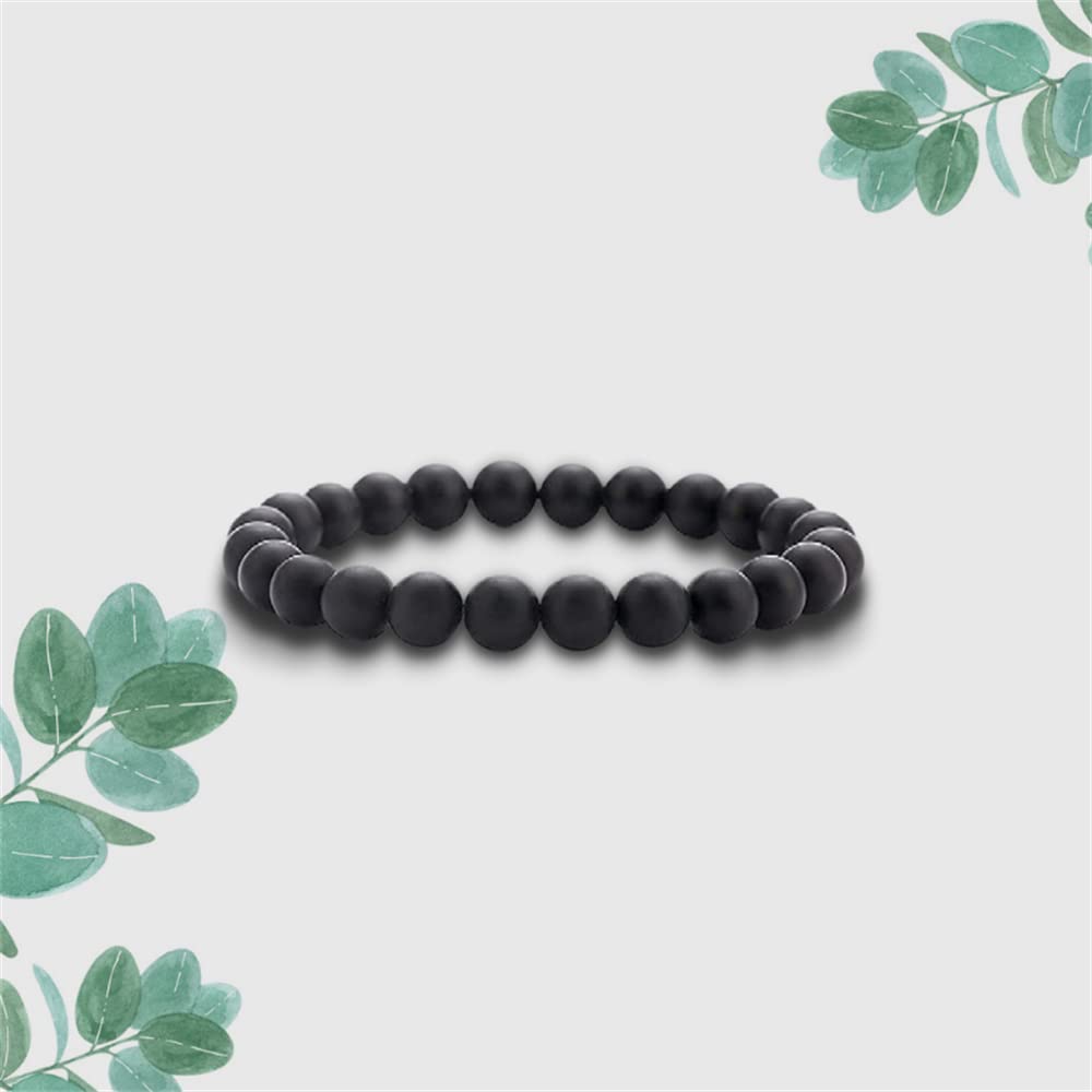 Natural Lava Rock Beads Bracelet Set for Men & Women - Stretchable Adjustable Braided Rope Gemstone Elastic Bracelets (3-Piece Set) for Meditation, Yoga, Fashion & Gift Giving