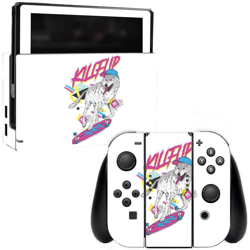 MightySkins Protective Vinyl Decal Wrap for Nintendo Switch - Skater Wolf Design | Durable, Customizable Cover | Easy to Apply & Remove | Made in USA | Perfect for Gaming, Travel & Personalization