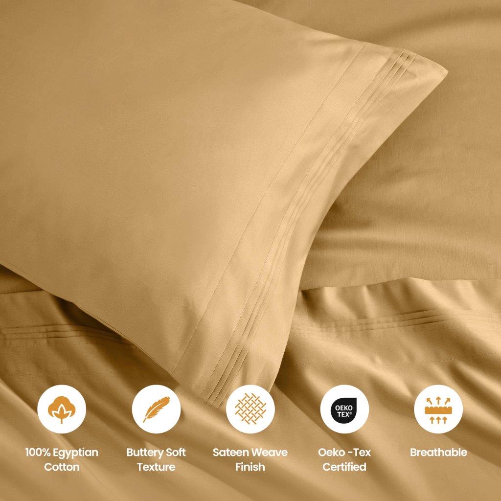 Premium 1500 Thread Count Egyptian Cotton Sheet Set - Eco-Friendly, Breathable & Hypoallergenic - Perfect for Luxury Bedding & Hot Sleepers