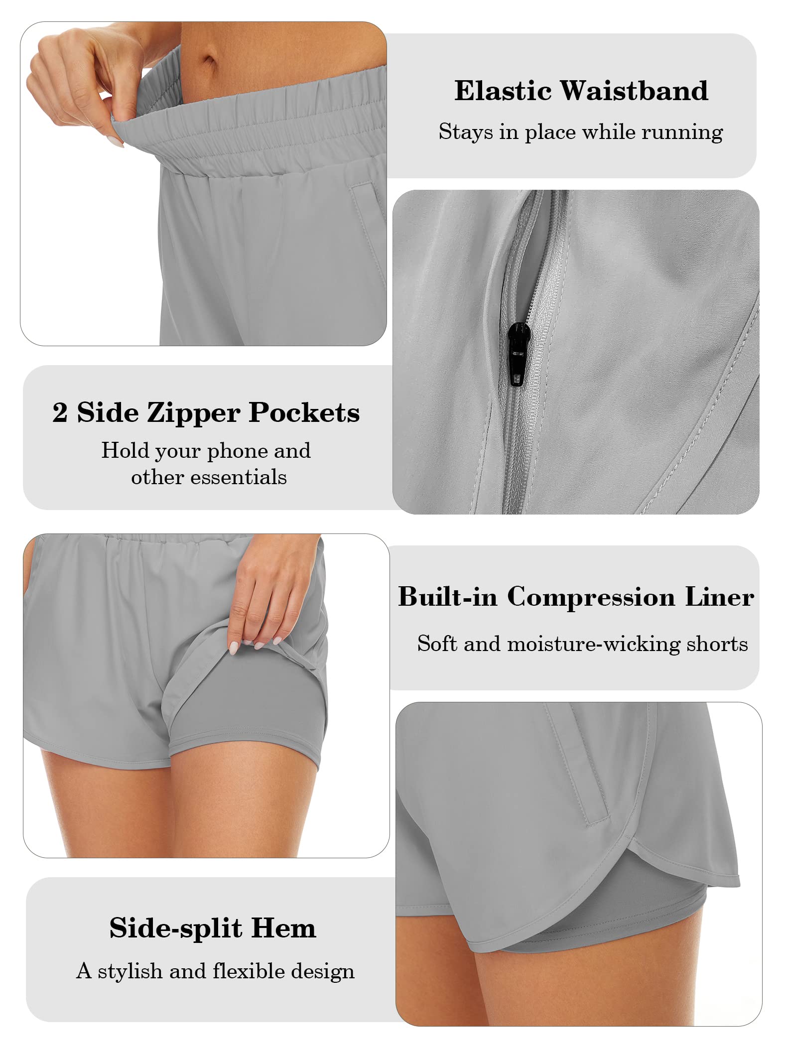 2 Pack Women's High Waisted Athletic Shorts - Quick Dry Running Shorts with Pockets for Workout, Gym & Sports | Perfect for Yoga, Jogging & Summer Activities