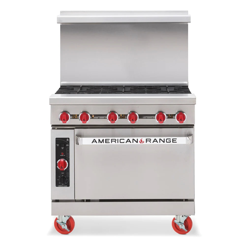 American Range AR 6 SB 36 6-Burner Professional Gas Range with Storage Base - Ideal for Commercial Kitchens & Restaurant Cooking