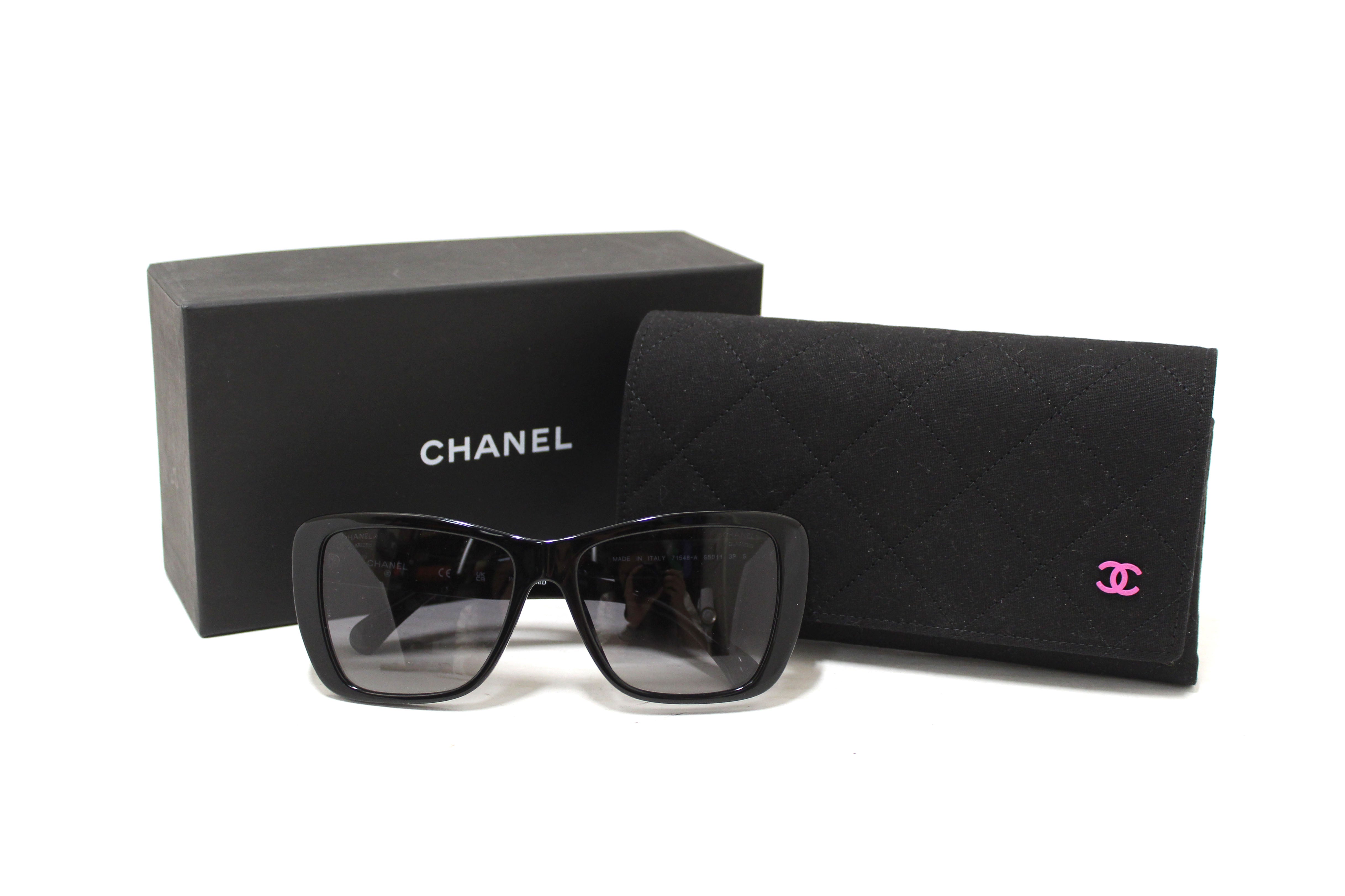 Authentic Chanel Black Polarized Butterfly Sunglasses 71548A - Luxury UV Protection for Women, Perfect for Beach, Driving & Fashion Outfits