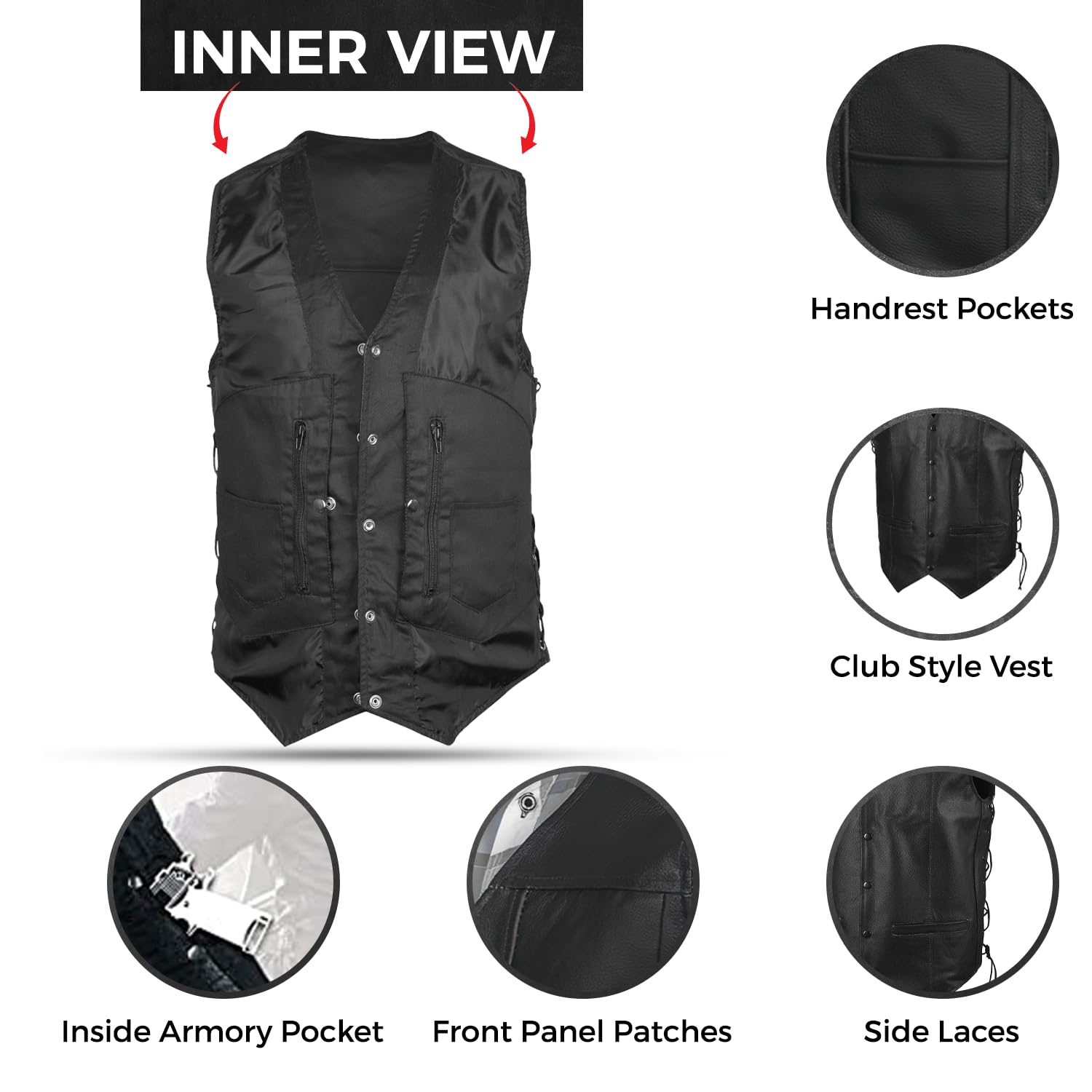 DEFY Genuine Leather Motorcycle Vest for Men & Women - 10-Pocket Biker Jacket with Concealed Carry Gun Pockets & Solid Back for Patches (10XL, Chest 68