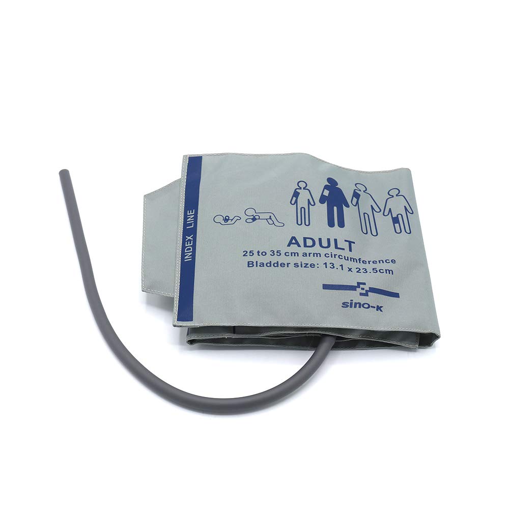 Universal NIBP Blood Pressure Cuff - Single Tube Reusable Adult Cuff (25-35cm Arm Circumference) - Nylon Replacement Cuff for Patient Monitor - No Connector (Brown with Storage Bag) - Ideal for Home Use, Clinics & Hospitals