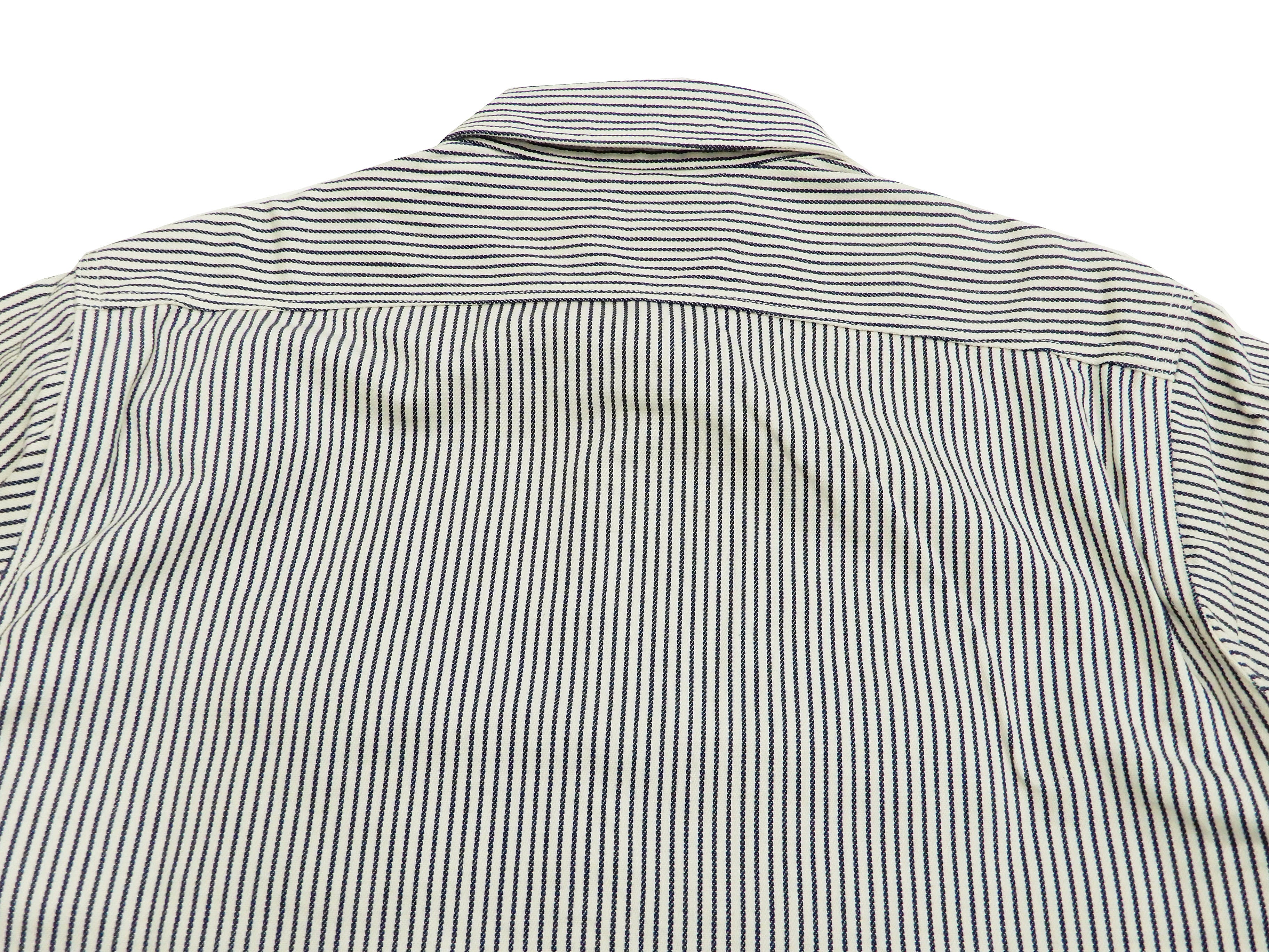 Men's Hickory Stripe Work Shirt - Long Sleeve Casual Button Up Shirt in Off White | Durable Cotton Fabric for Outdoor Work, Farming & Casual Wear (SC27853)