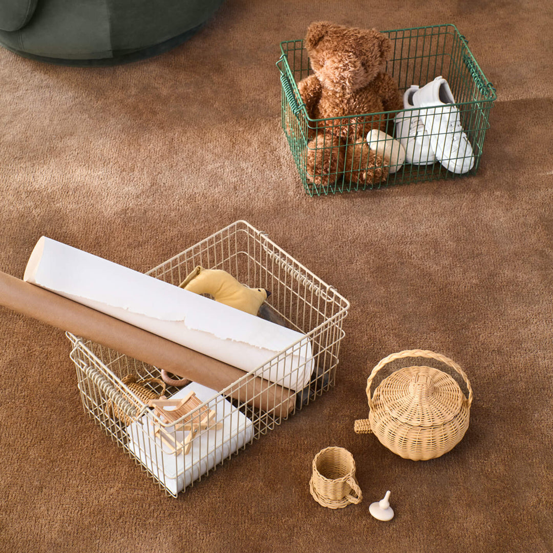 Stackable Storage Baskets Set of 2 - Organize Home, Office & Nursery - Space Saving Woven Baskets for Shelves, Closet & Bathroom
