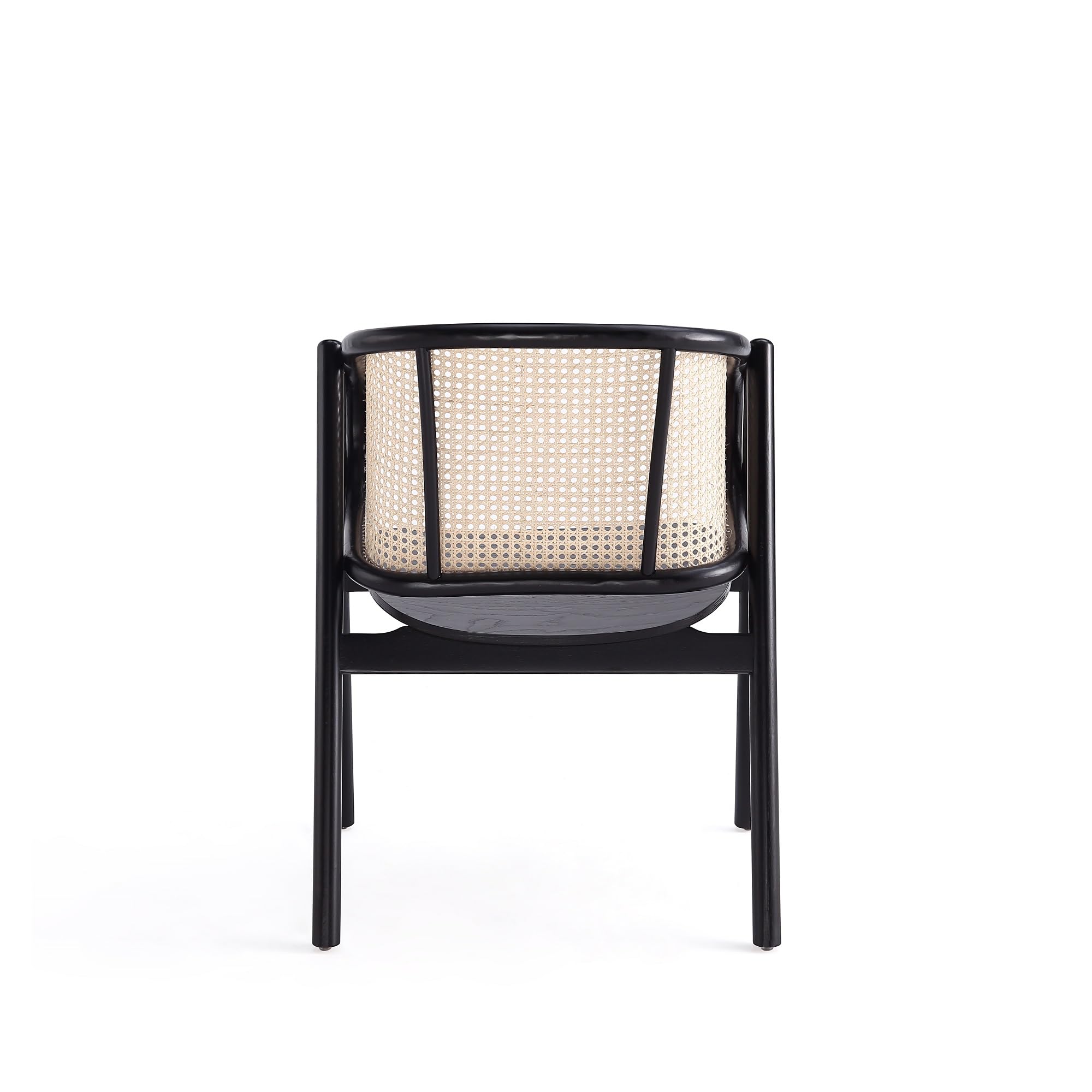 Versailles Rattan Cane Accent Chair - Solid Ash Wood Frame, Ergonomic Curved Seat, Fully Assembled Armchair for Living Room, Bedroom or Patio - Black/Natural - Stylish Home Decor & Comfortable Seating Solution