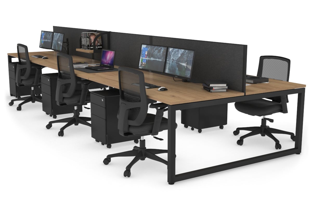 Quadro Loop Legs 6-Person Office Workstation - 1400L x 800W with Cable Management - Perfect for Open Office Layouts & Collaborative Workspaces