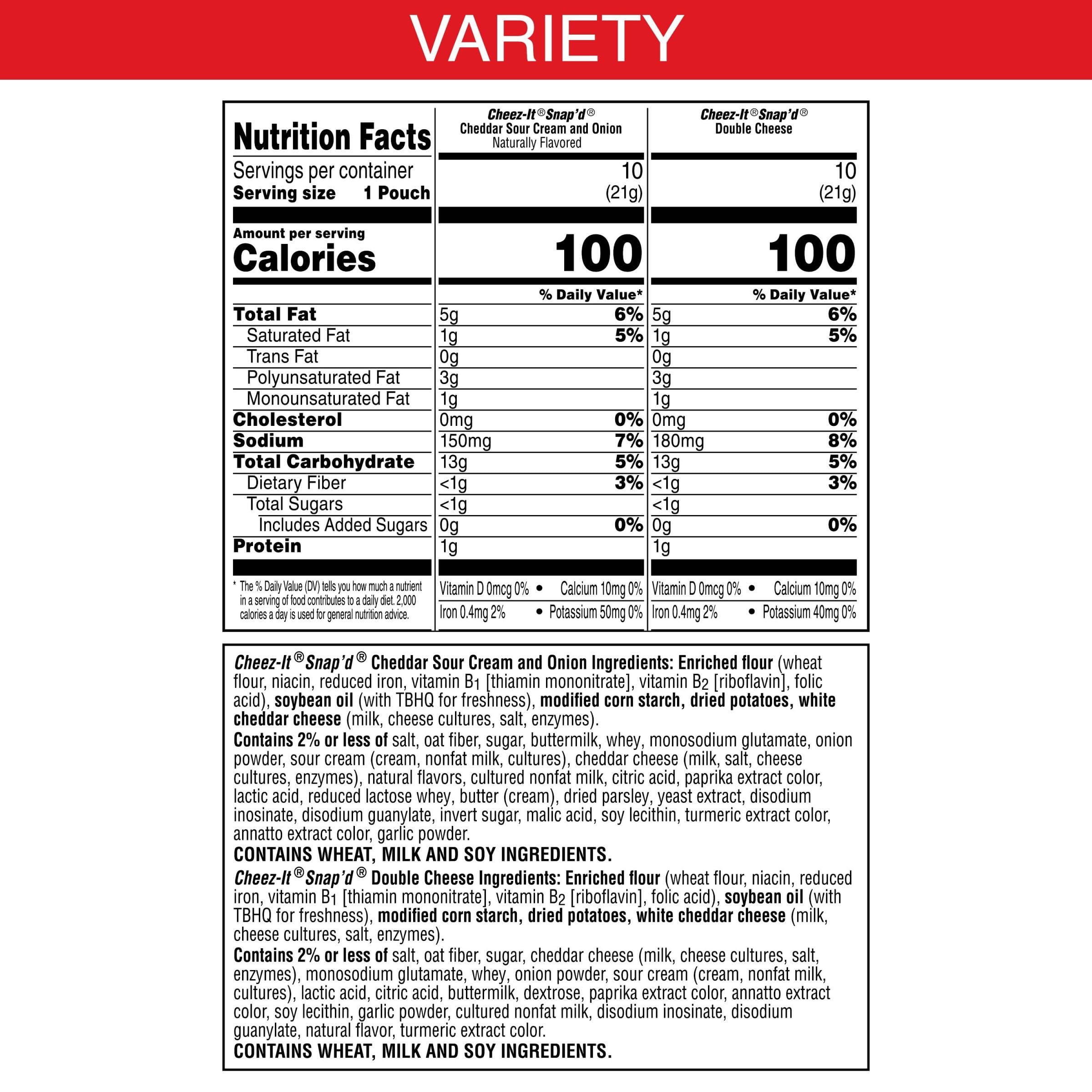 Cheez-It Snap'd Thin & Crispy Cheese Cracker Chips - Variety Pack (15oz Box, 20 Packs) - Perfect for Lunch Snacks, Office Break, School Lunch & Party Platters