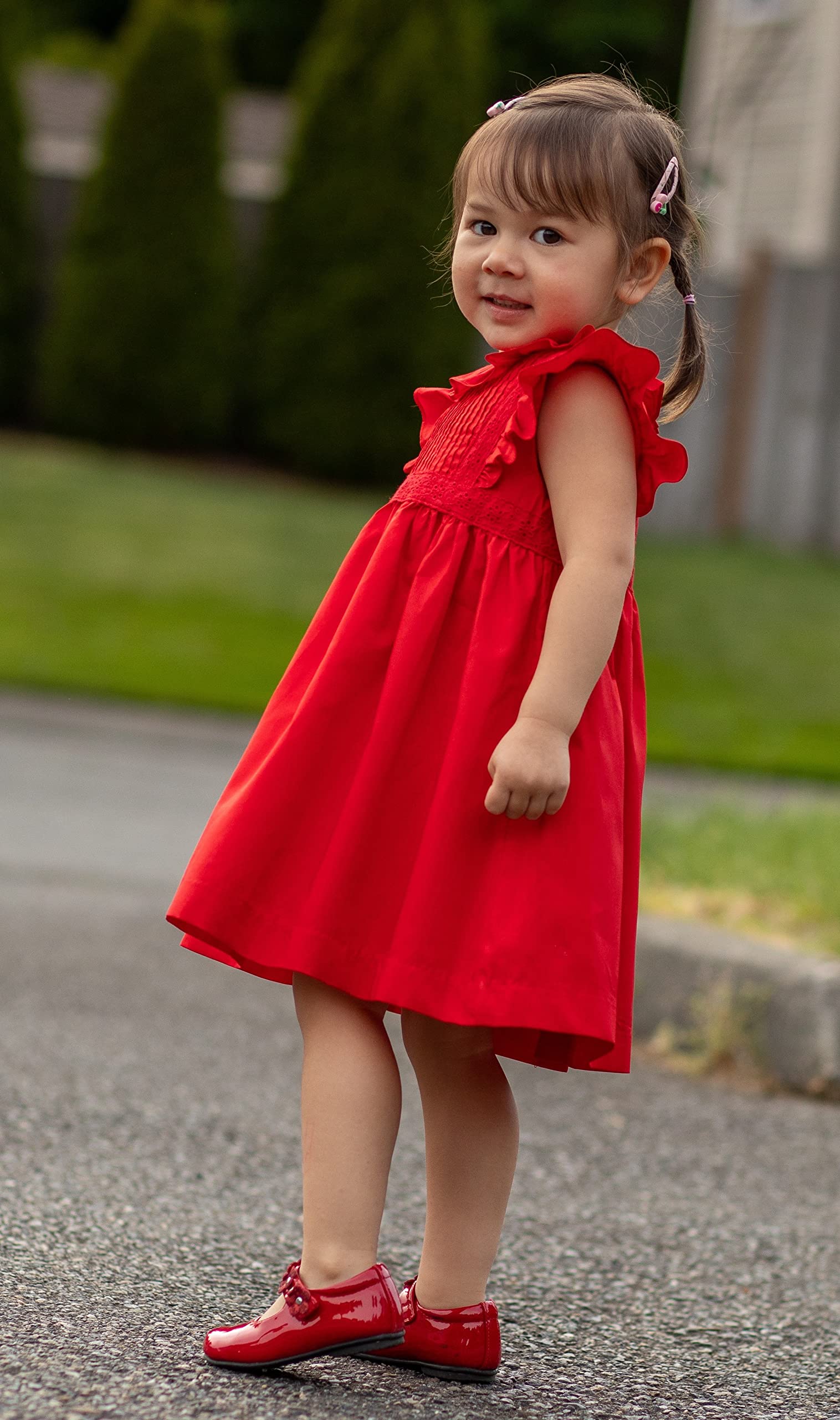 Toddler Baby Girls' Spring Summer Casual Dress with Lace Ruffle Sleeves - Princess Party Dress for Birthday, Photo Shoots & Special Occasions