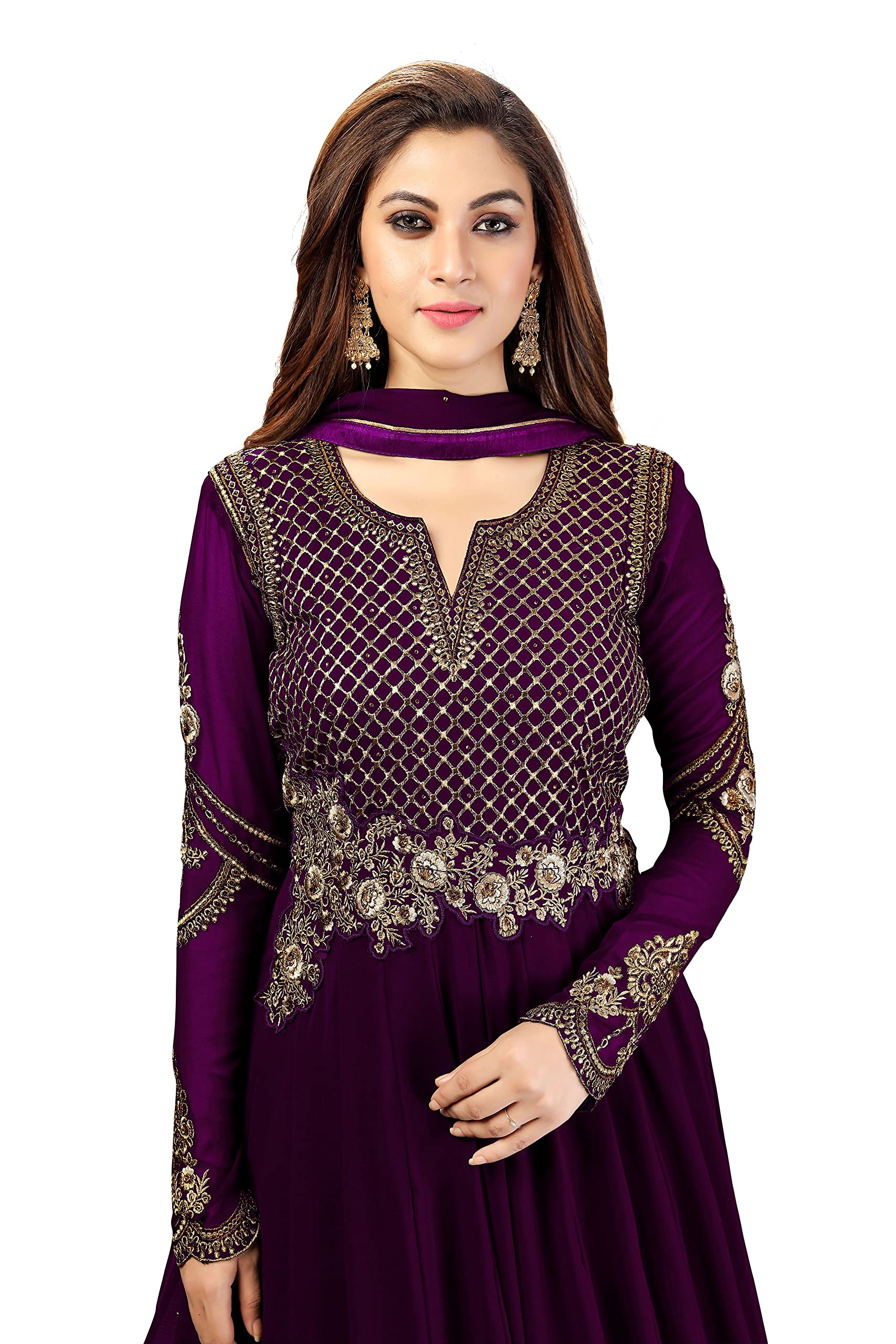 Nivah Fashion Women's Georgette Embroidery Anarkali Suit Set - Stitched Indian Ethnic Wear for Weddings, Parties & Festive Occasions