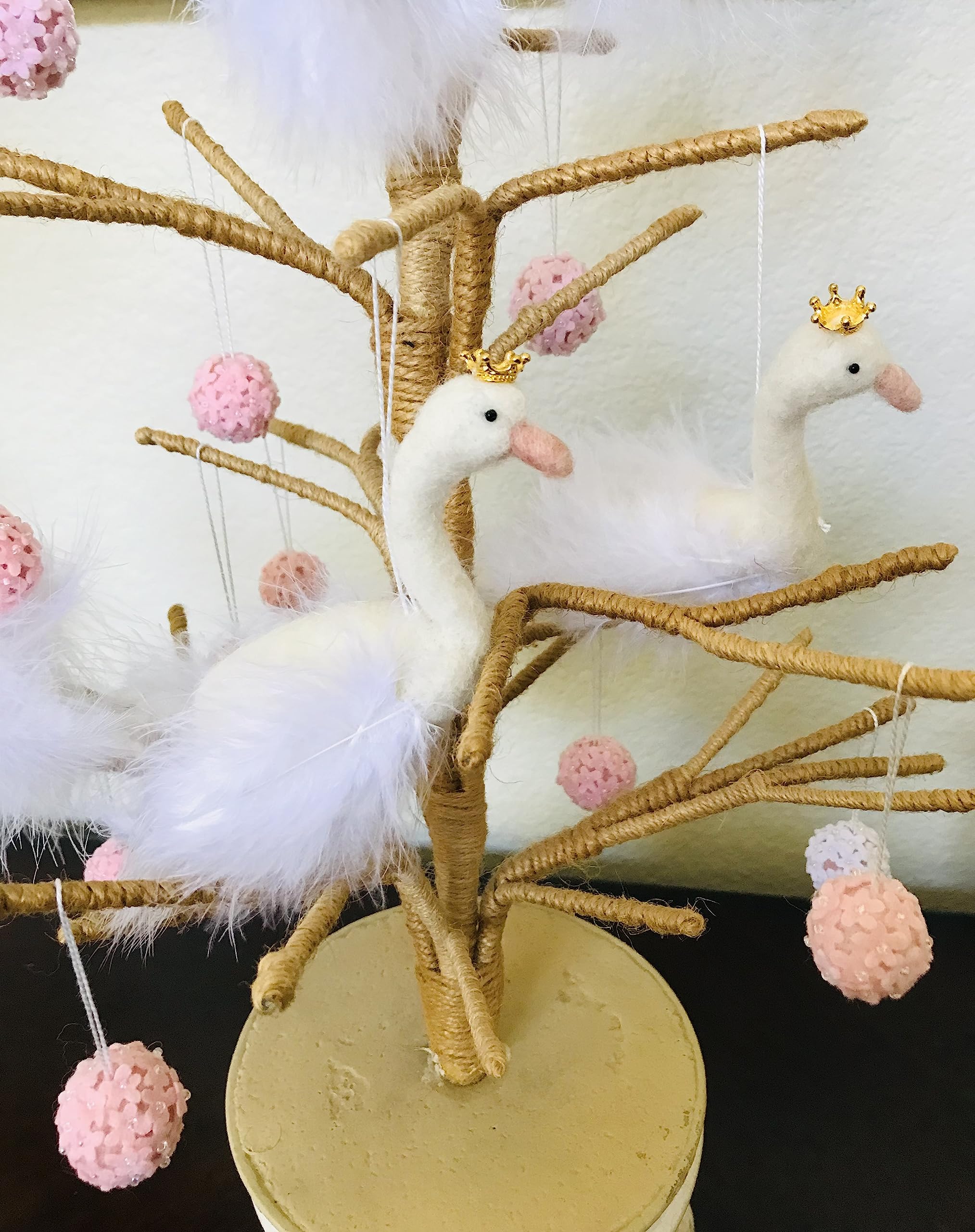 White Swan Needle Felt Ornament - Home Decor & Gift Idea
