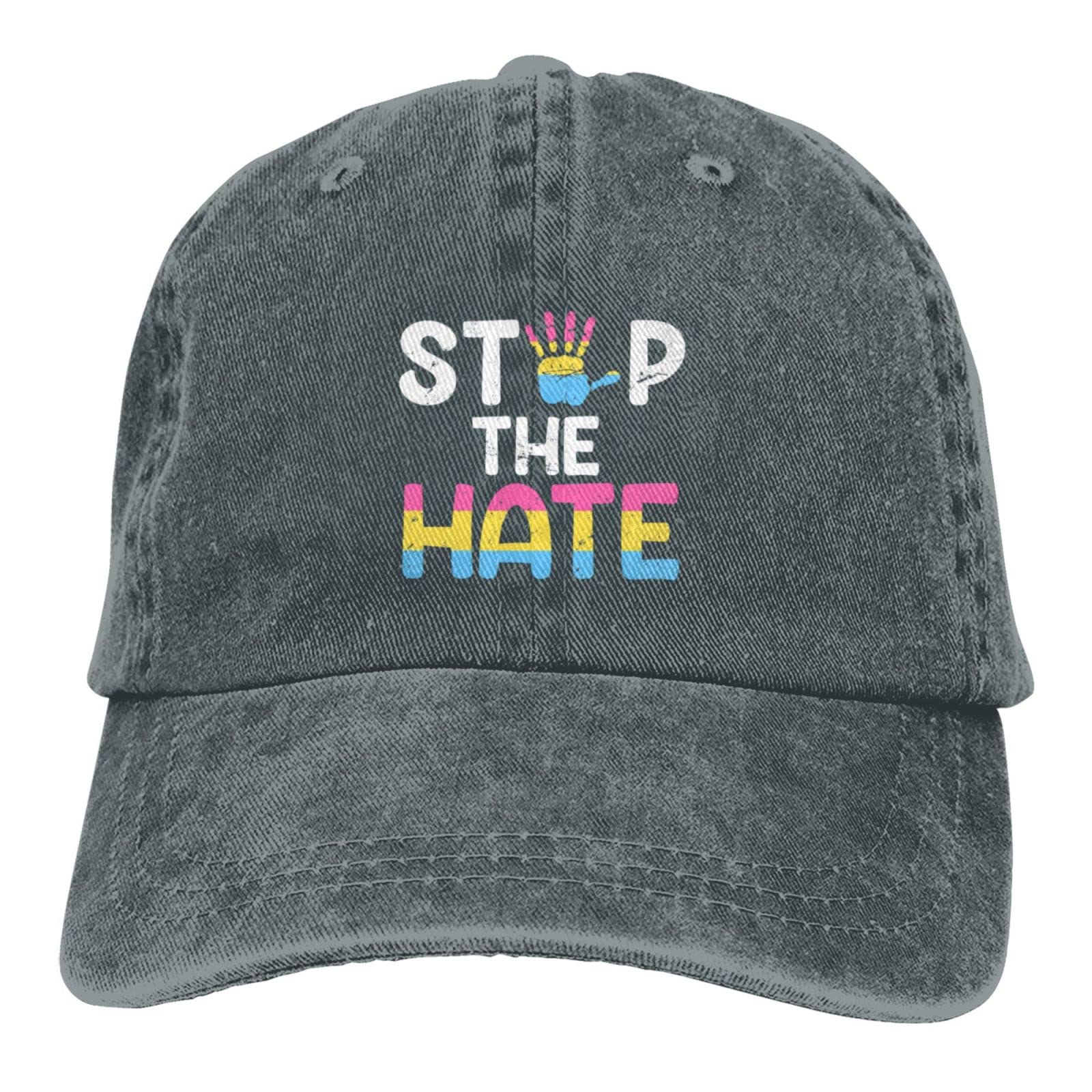 Pansexual Pride Baseball Cap - Stop The Hate LGBTQ+ Trucker Hat for Men & Women - Black Unisex Hat for Pride Parades, Festivals & Everyday Wear