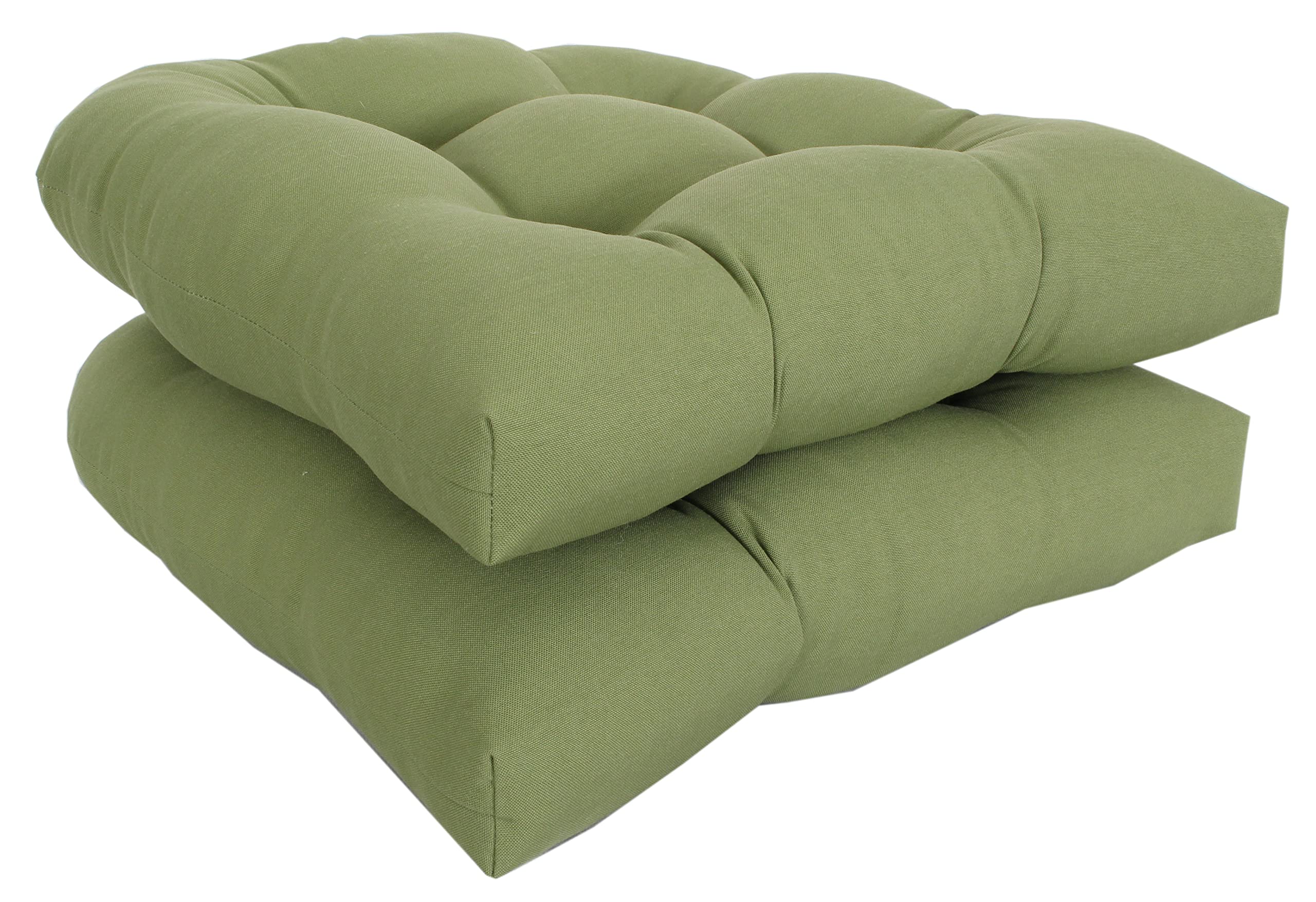 2 Pack 19x19x4 Inch Solid Cilantro Wicker Seat Cushions for Patio, Deck, Porch & Indoor Furniture - Water Resistant Outdoor/Indoor Chair Cushions Set
