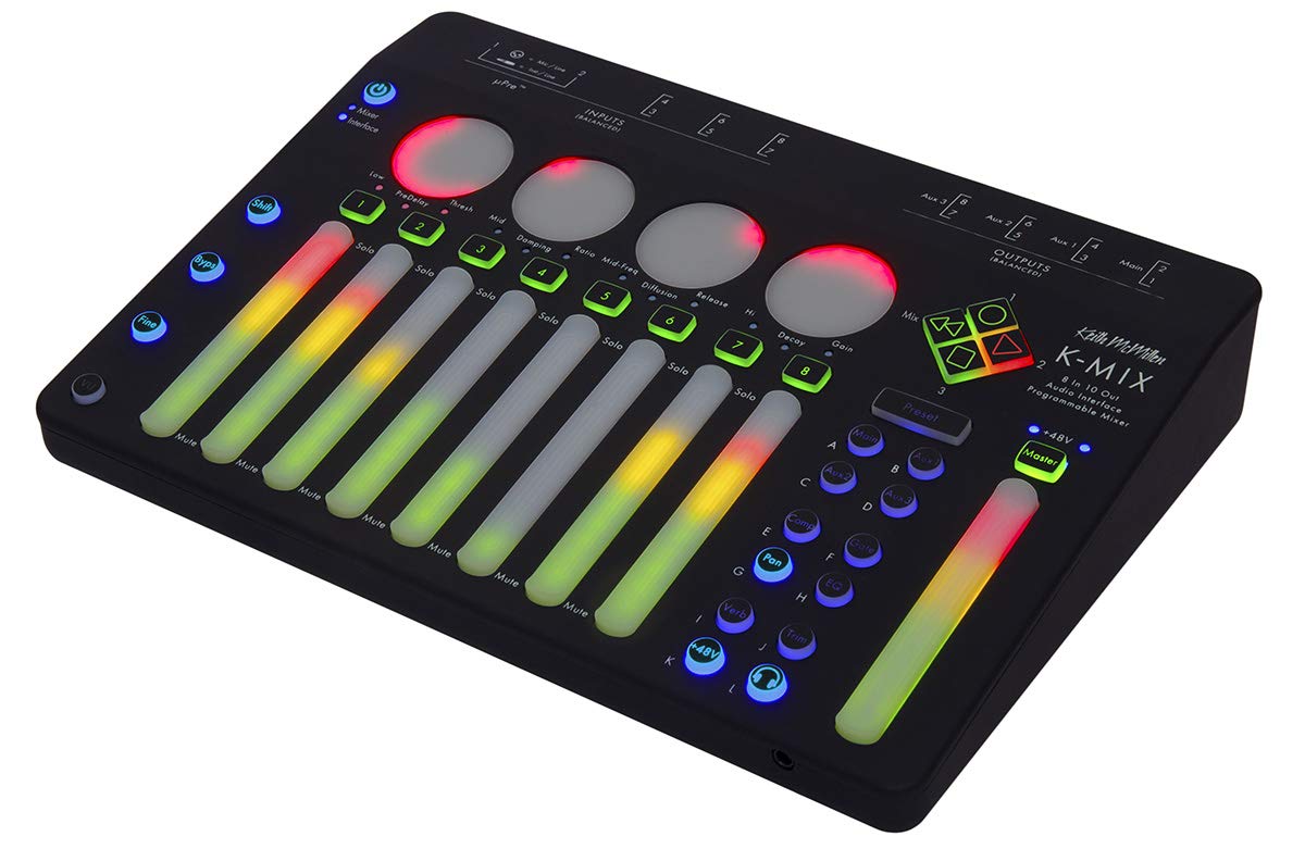 K-Mix Compact 8-Channel Digital Mixer with Effects - 8x10 USB Audio Interface for Home Studio & Live Performances | Professional Sound Mixing for Podcasts, Music Production & DJ Sets