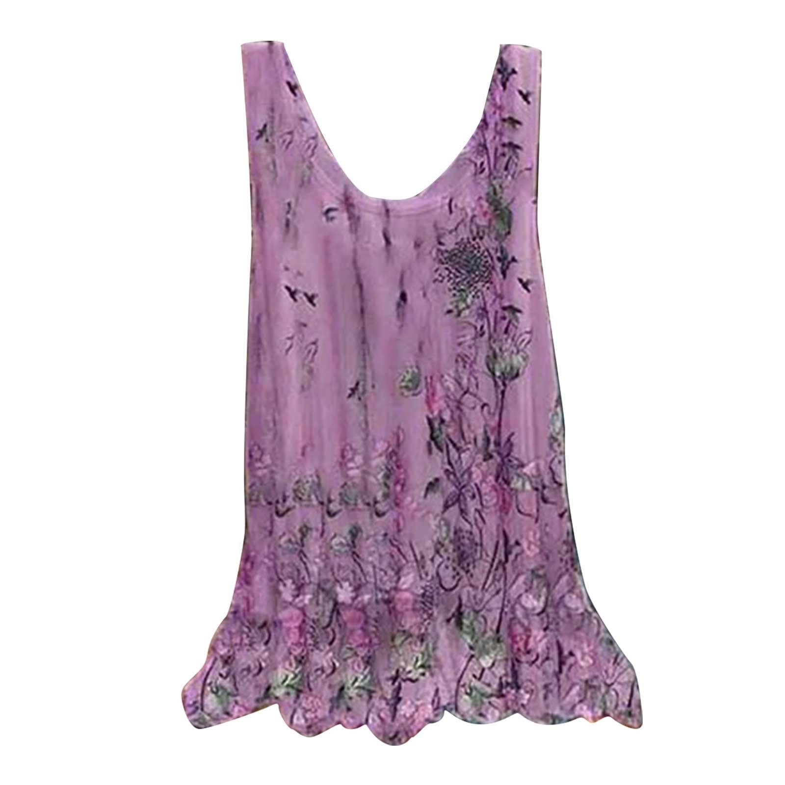 Stylish Plus Size Women's Summer Tank Tops - Flowy Chiffon Blouse Vest with Trendy Floral Print | Loose Fit Casual Tops for Beach, Vacation & Everyday Wear