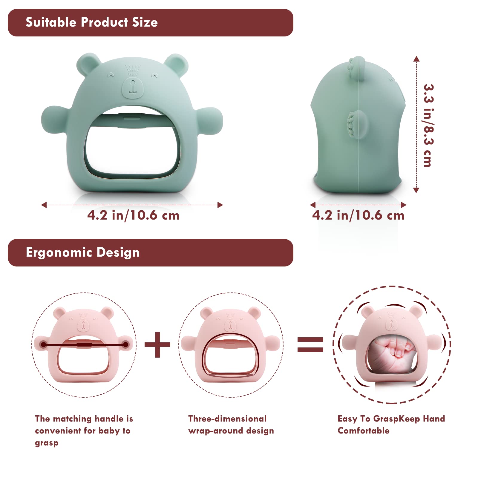 3 Pack Baby Teething Toys for 0-12 Months - BPA Free Silicone Teethers for Infants | Never Drop Design, Dust-Proof & Safe Chew Toys | Perfect for Soothing Sore Gums, Teething Relief & Sensory Development (Ideal for Home, Travel & Daycare Use)