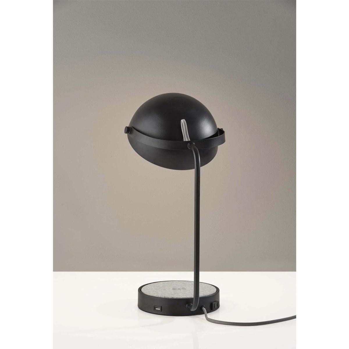 ADESSO Brooks AdessoCharge Wireless Charging Desk Lamp with USB Port - Modern LED Task Light for Home Office, Bedroom Nightstand & Study Desk (Black)