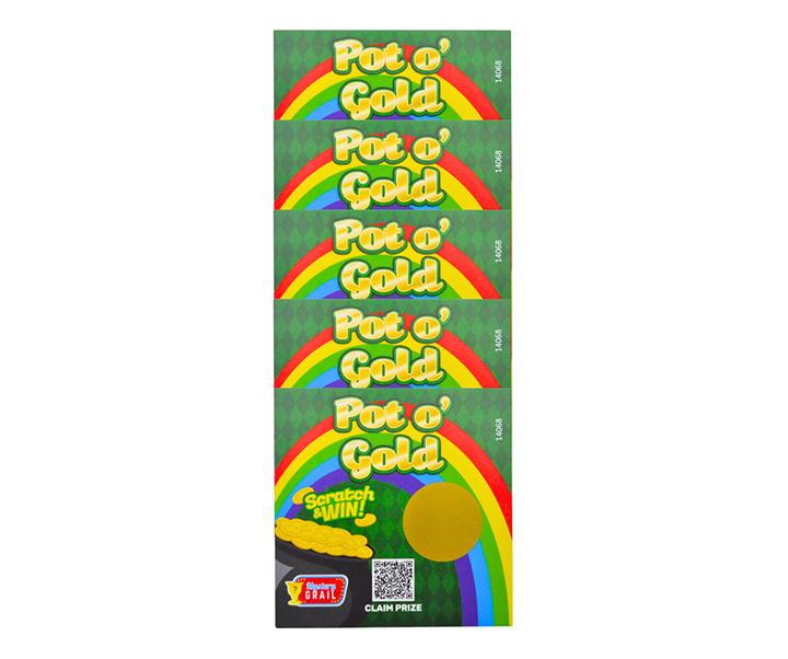 5-Pack Mystery Grail Pot O' Gold Scratch Cards - Fun Lottery-Style Game for Parties, Gifts & St. Patrick's Day Celebrations