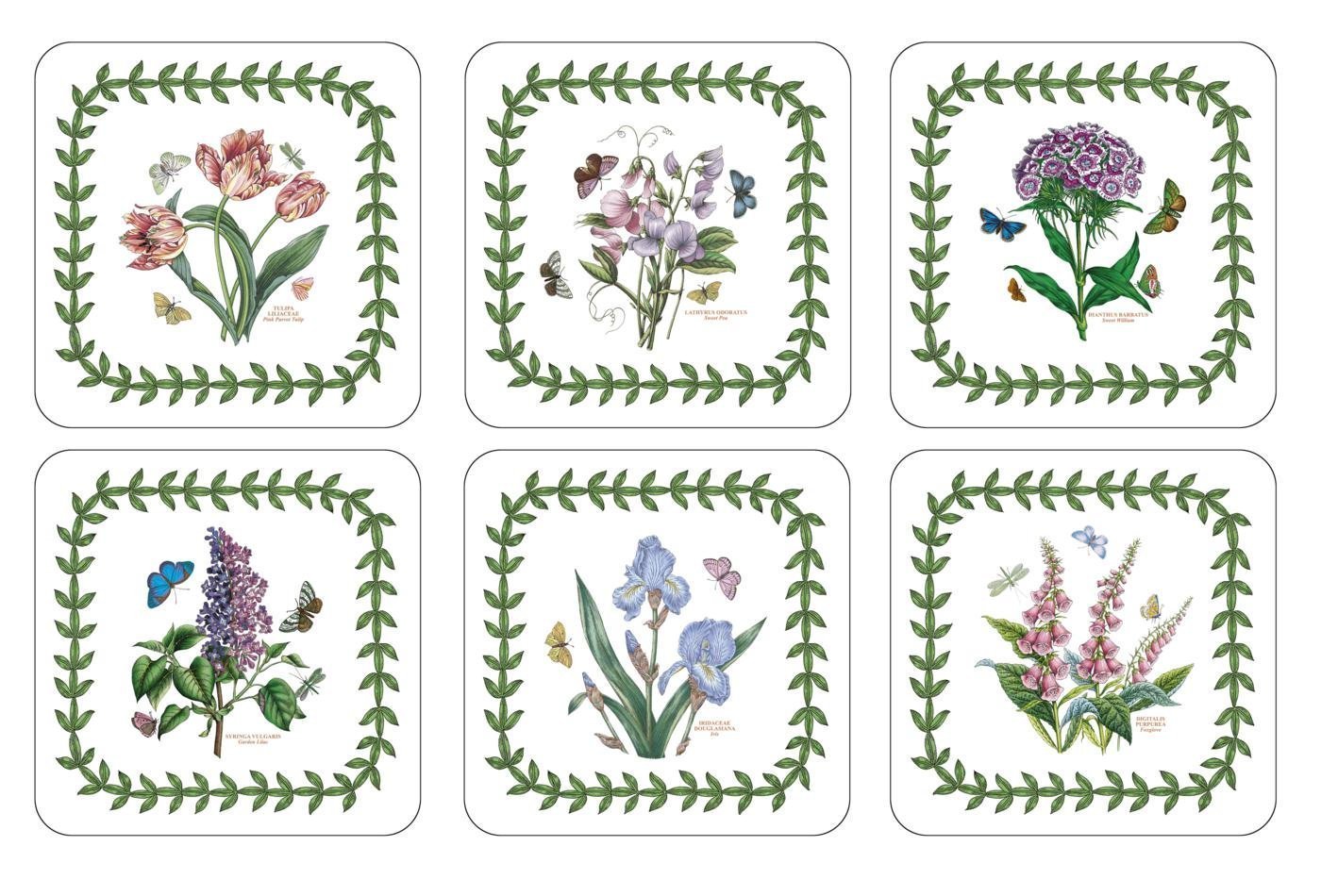 Portmeirion Botanic Garden Coasters Set of 6 - Elegant Floral Design Ceramic Drink Coasters for Coffee Table, Home Decor, and Gift Giving
