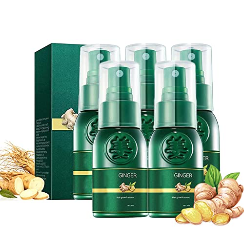 ShougaGRO Japanese Hair Growth Spray - HyunGang Korea Ginseng Hair Regrowth Serum for Men & Women - 7 Days Fast Acting Ginger Hair Growth Treatment with Natural Essence (5 Pack) - Perfect for Thinning Hair, Bald Spots & Daily Scalp Care