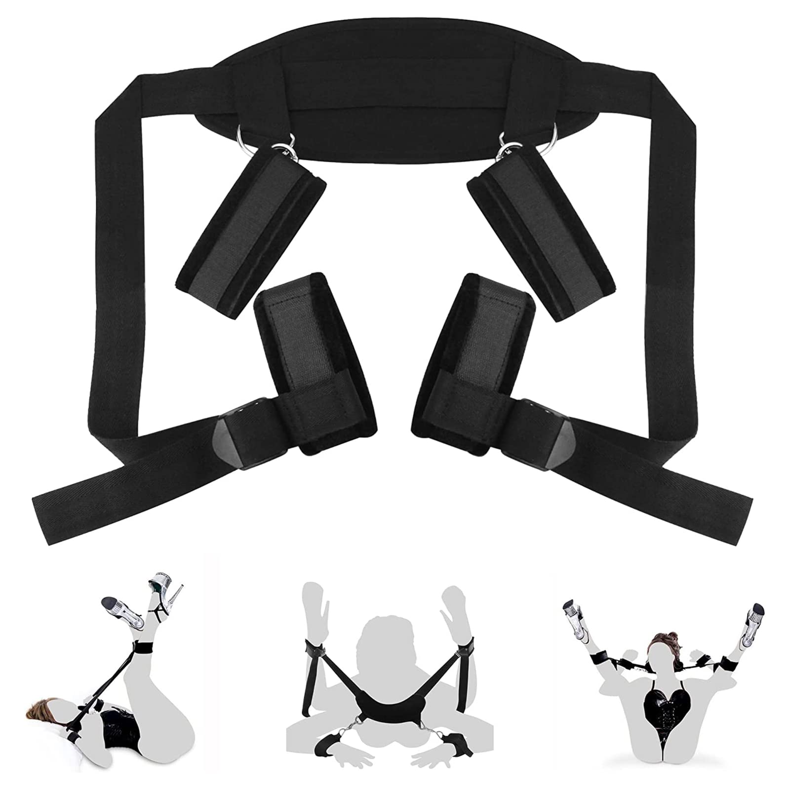 Premium BDSM Bondage Kit with Adjustable Wrist & Ankle Cuffs, Erotic Restraint Toys for Couples - Perfect for Spicing Up Your Bedroom Play & Roleplay Scenes