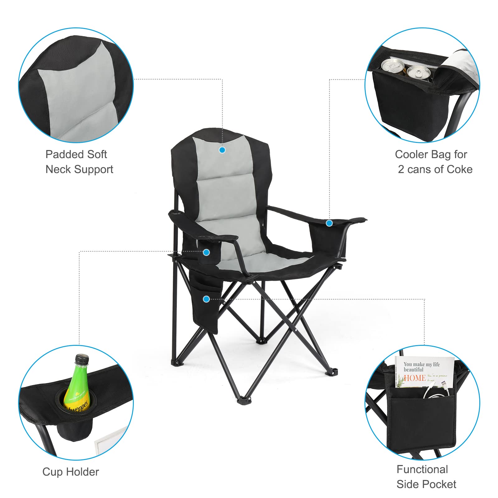 **Ochine Heavy Duty Camping Chair - Portable Folding Chair Supports 230 lbs, Compact & Lightweight for Backpacking, Hiking, Beach, Picnic - Perfect for Outdoor Adventures, Travel, and Relaxation**