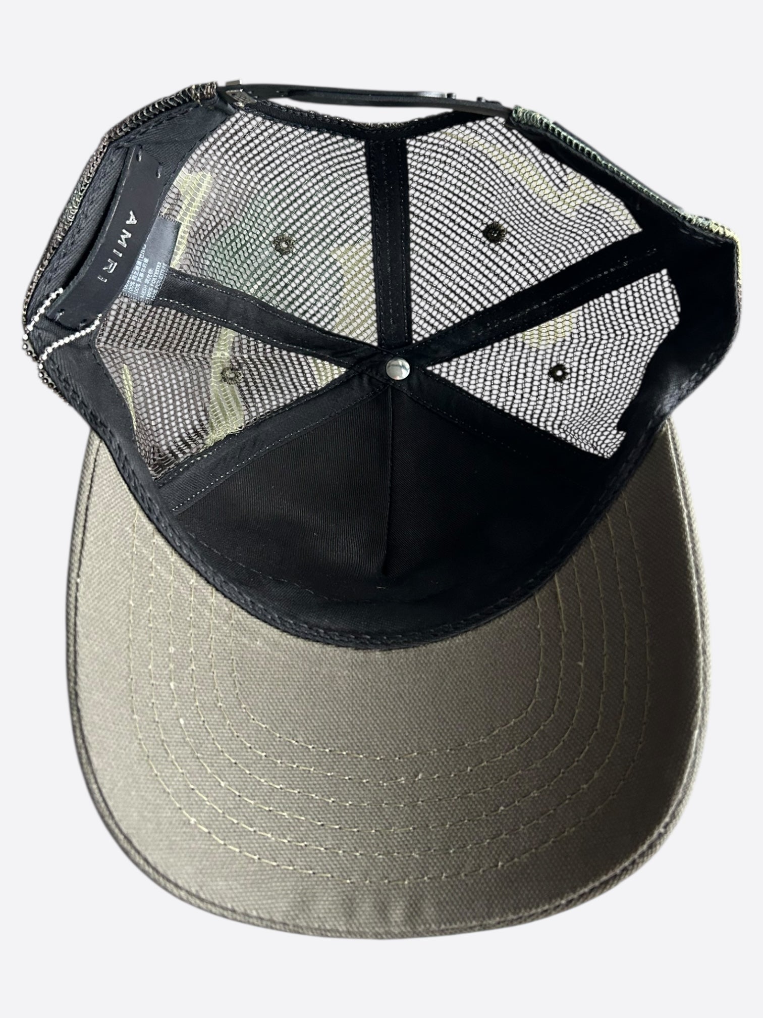 Amiri Camouflage & Orange Stencil Logo Trucker Hat - Stylish Streetwear Cap for Men, Fashionable Camo Design - Perfect for Urban Outfits, Music Festivals & Casual Wear