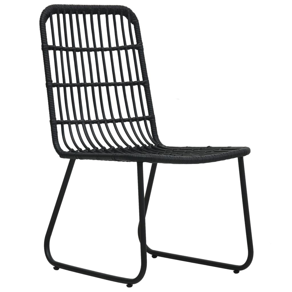 2-Pack Black Poly Rattan Patio Chairs - Outdoor Dining, Lawn, Garden, Deck, and Backyard Seating for Relaxing and Entertaining