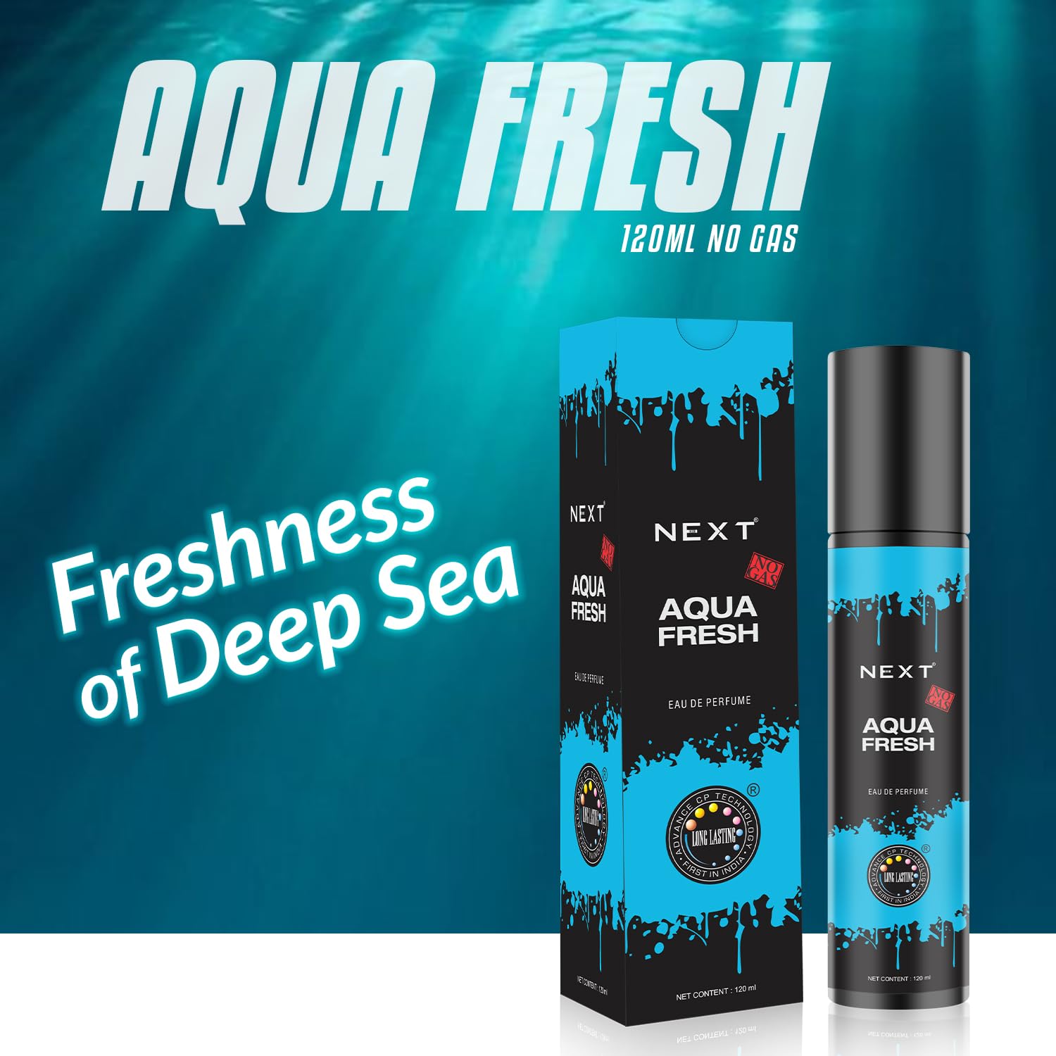 Next Care Aqua Fresh Men's Deodorant Spray - 120ml | Alcohol-Free Long Lasting Fragrance | Valentine's Day Gift for Him | Fresh Scent Body Spray | Perfect for Daily Use, Gym & Office