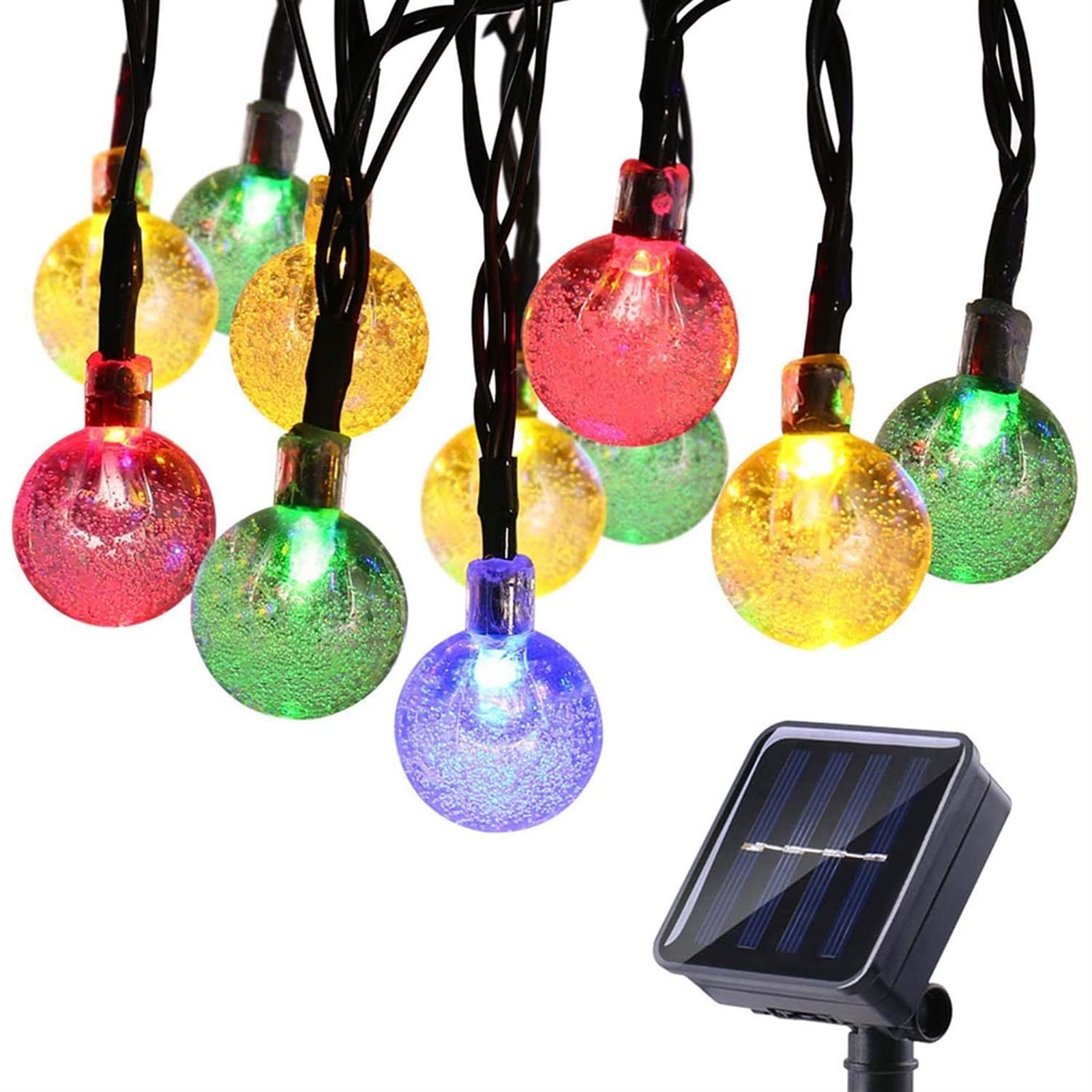 30 LED Solar Crystal Ball String Lights - 32.8Ft Waterproof Fairy Lights for Outdoor Garden, Gazebo, Yard & Christmas Tree Decoration (Multicolor) | Perfect for Patio Parties, Wedding Decor & Landscape Lighting
