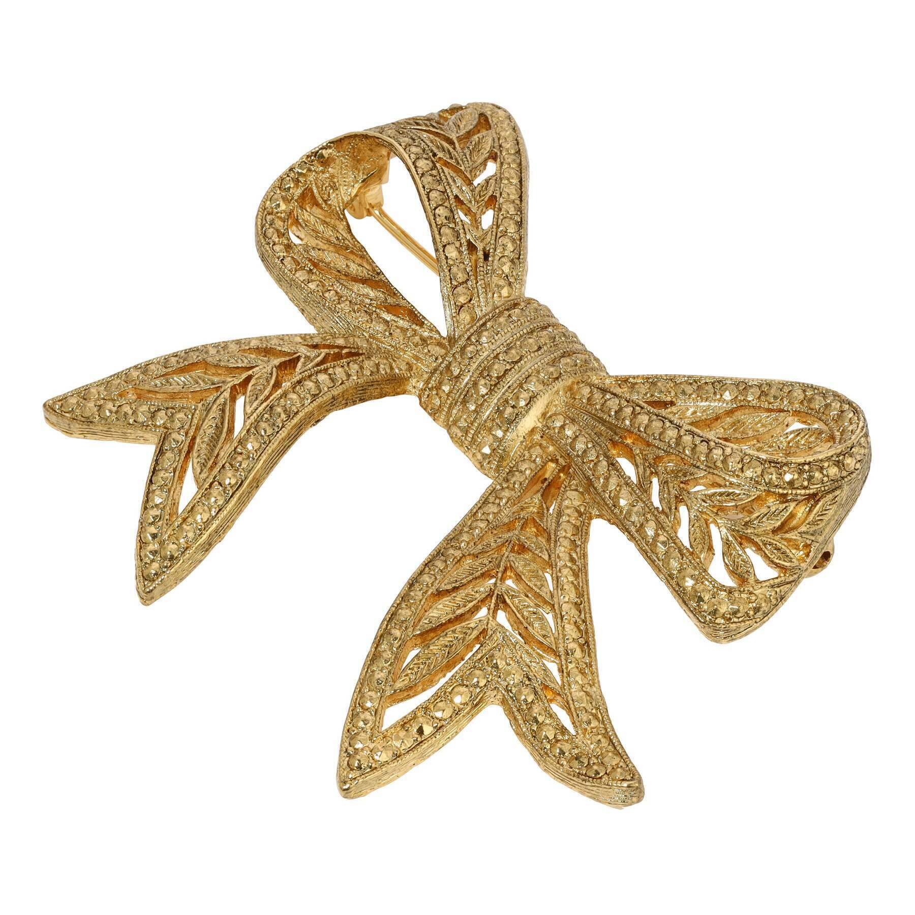 Vintage 1928 Art Deco Jewelry Bow Brooch Pin - Elegant Retro Accessory for Women's Dresses, Coats & Hats