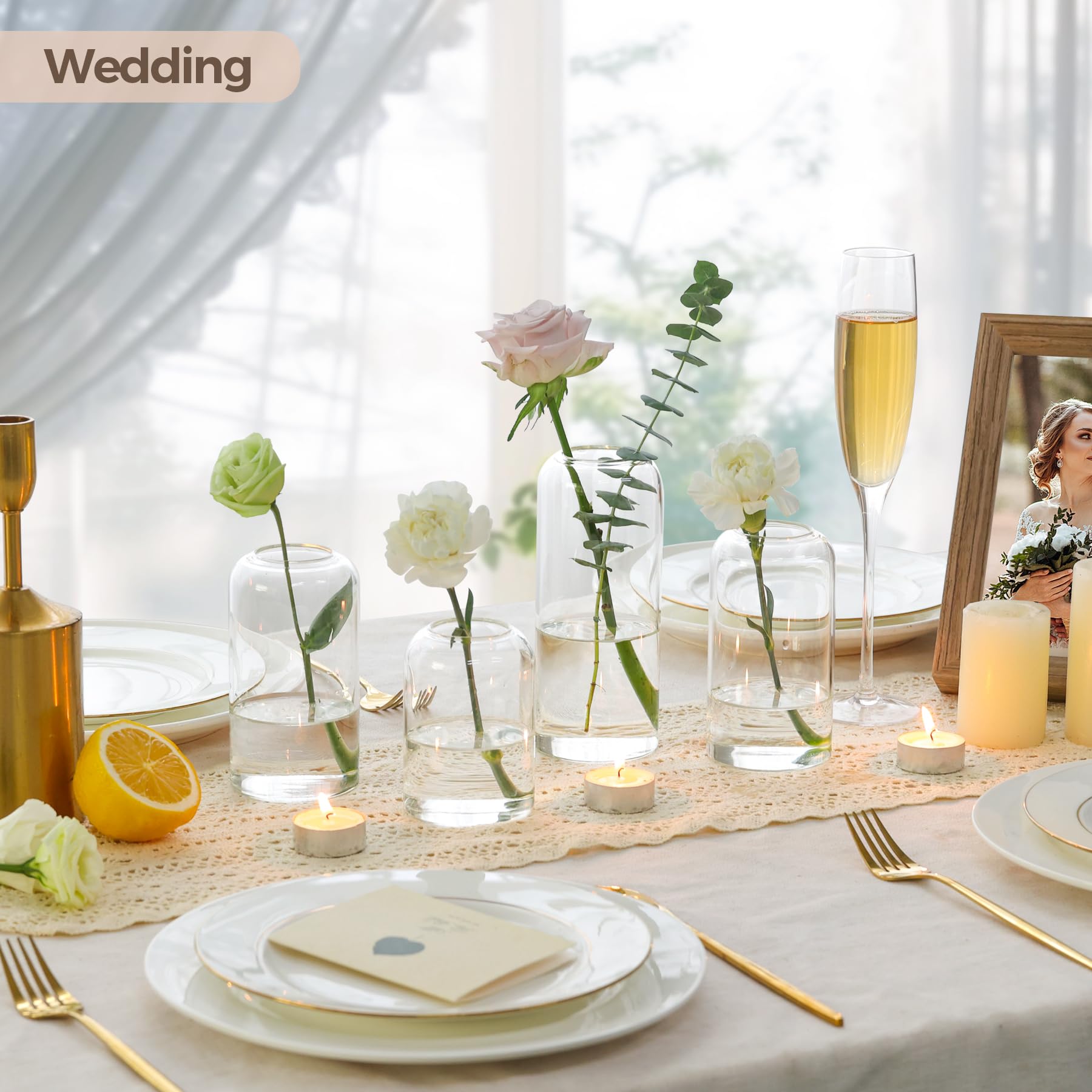 ComSaf Set of 15 Small Glass Flower Vases - Clear Bud Vases Bulk Pack for Home Decor, Wedding Centerpieces, Bathroom & Table Decor - Perfect for Housewarming, Valentine's Day, Mother's Day & Thanksgiving Gifts
