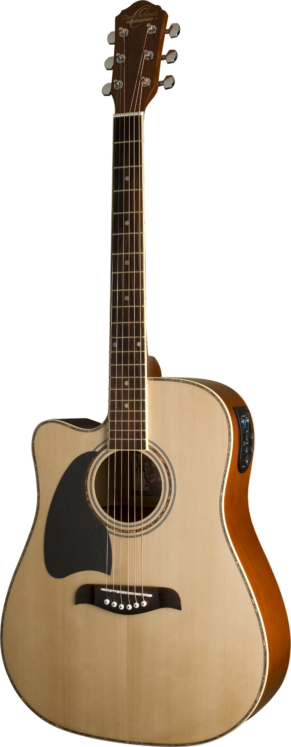 Oscar Schmidt OG2CELH-A-U 6 String Acoustic-Electric Guitar - Right Handed Natural Finish | Perfect for Stage Performances, Studio Recording & Home Practice