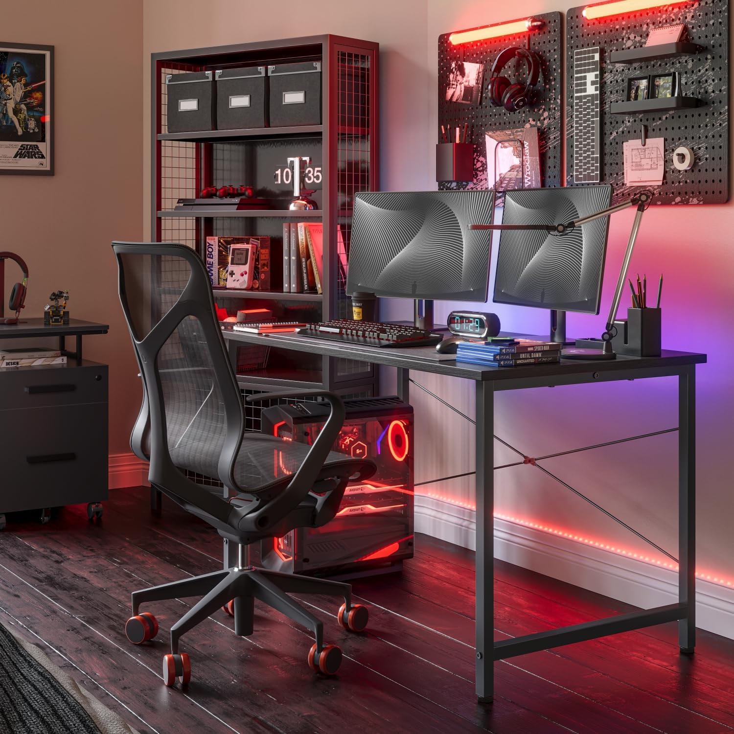 CubiCubi 47 Inch Modern Computer Desk - Home Office Desk for PC, Study & Writing, Black - Perfect for Small Spaces, Gaming & Remote Work