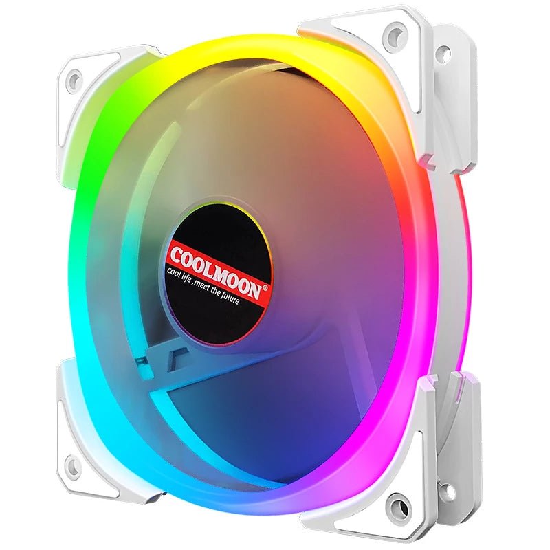 COOLMOON 120mm ARGB PWM PC Cooling Fan - White LED, High Airflow, Quiet Operation for Gaming PC, Case, CPU Cooler & Liquid Cooling Systems