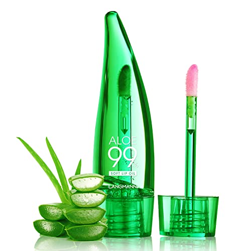 Aloe Vera Lip Oil - Hydrating Lip Glow & Tint for Day & Night Care | Natural Transparent Lip Gloss & Balm | Long Lasting Moisturizing Enhancer | Perfect for Dry Lips, Makeup Looks & Daily Lip Care (1PC)