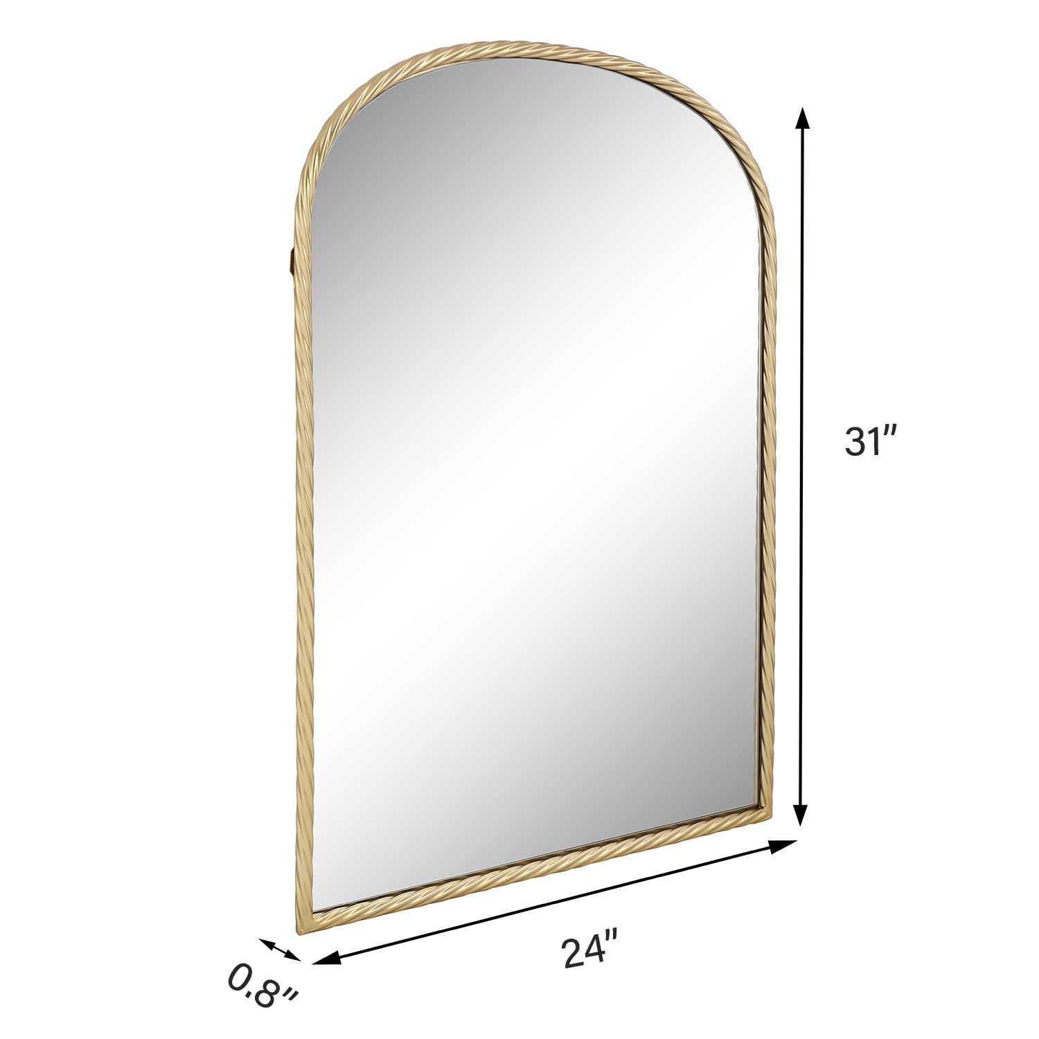 24x31 Inch Gold Twisted Metal Frame Arch Wall Mirror - Elegant Home Decor for Living Room, Bedroom, or Entryway