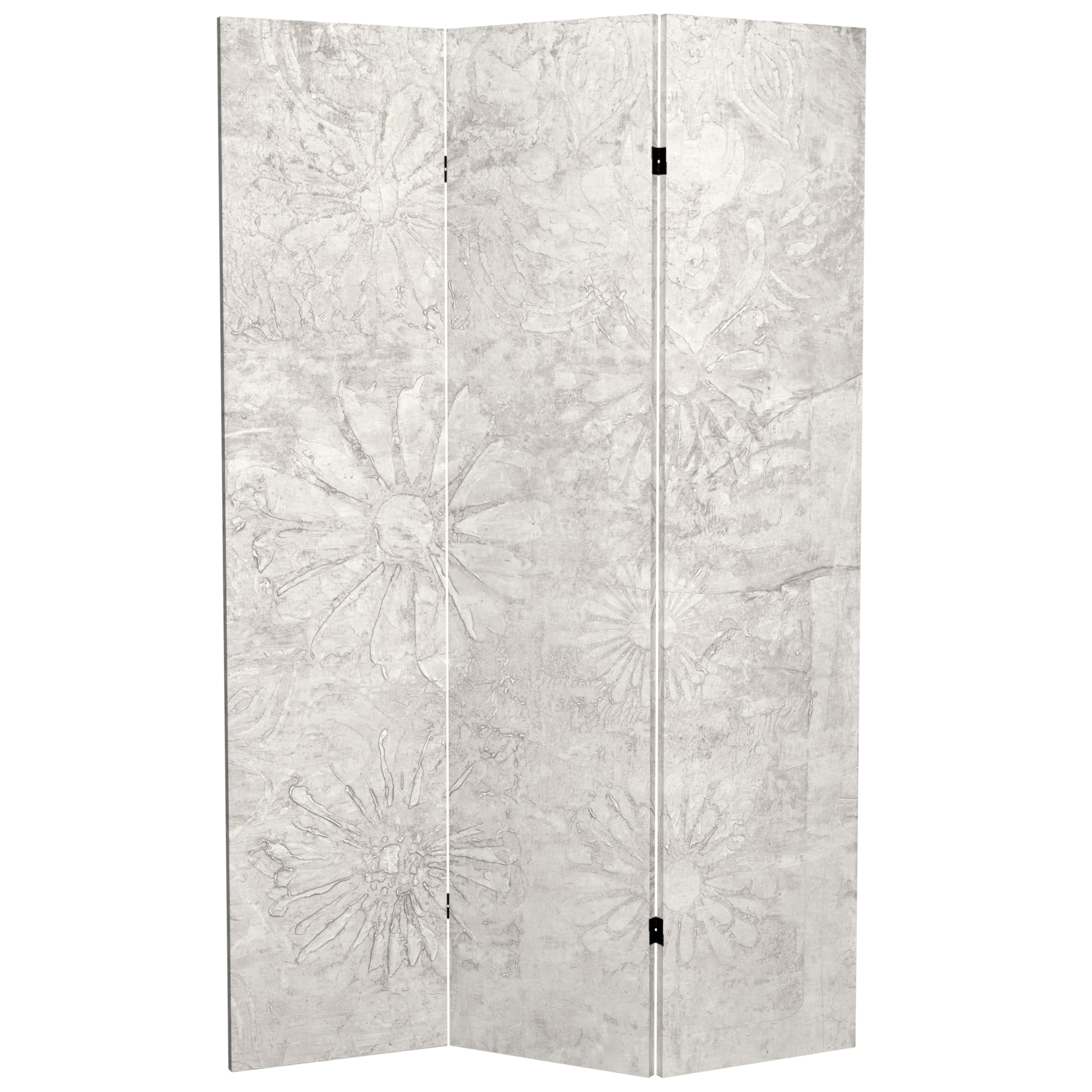 6 ft. Tall Red Lantern Ivory Floral Canvas Room Divider - Handmade Asian Style Folding Screen for Home Decor, Living Room Partition, Wedding Backdrop & Zen Meditation Space