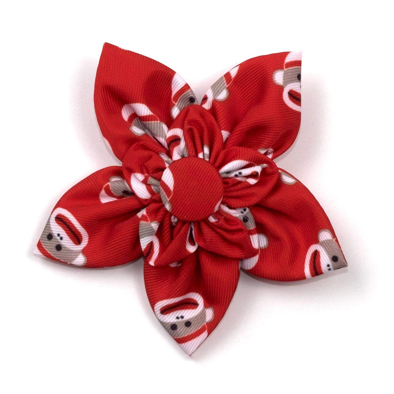 Stylish Red Sock Monkey Pattern Pet Collar Flower Accessory for Dogs & Cats - Large Size | Perfect for Costume Parties, Photo Shoots & Everyday Fashion