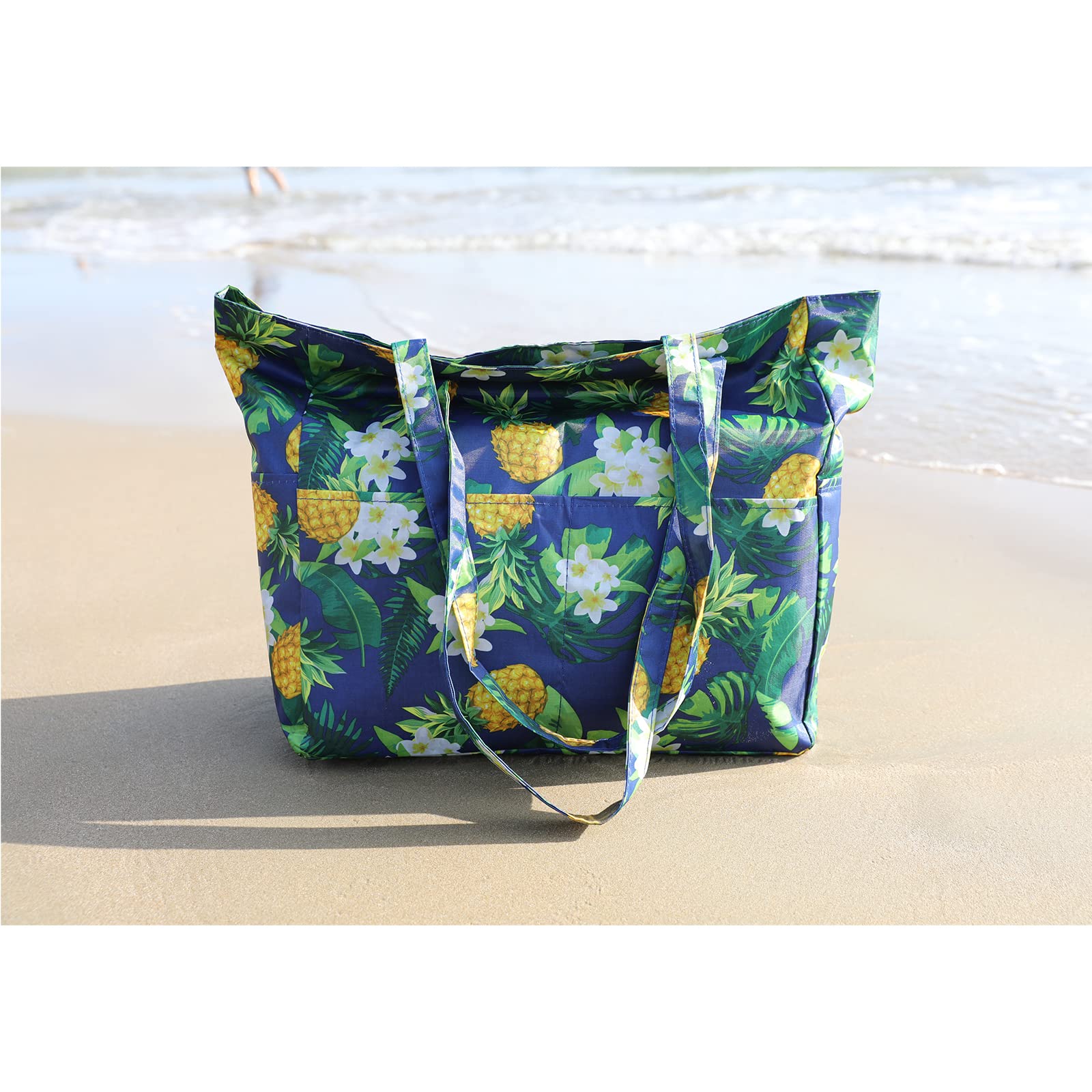 Waterproof Large Canvas Straw Beach Tote Bag for Women - Travel Pool Shoulder Handbag - Perfect for Beach Vacations, Swimming, and Summer Outings