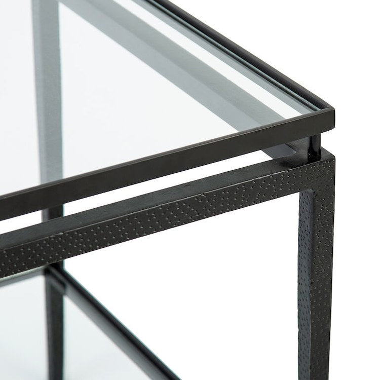 22 x 22 Inch Modern Accent Side Table in Black/Clear Glass - Perfect for Living Room, Bedroom, or Office Decor