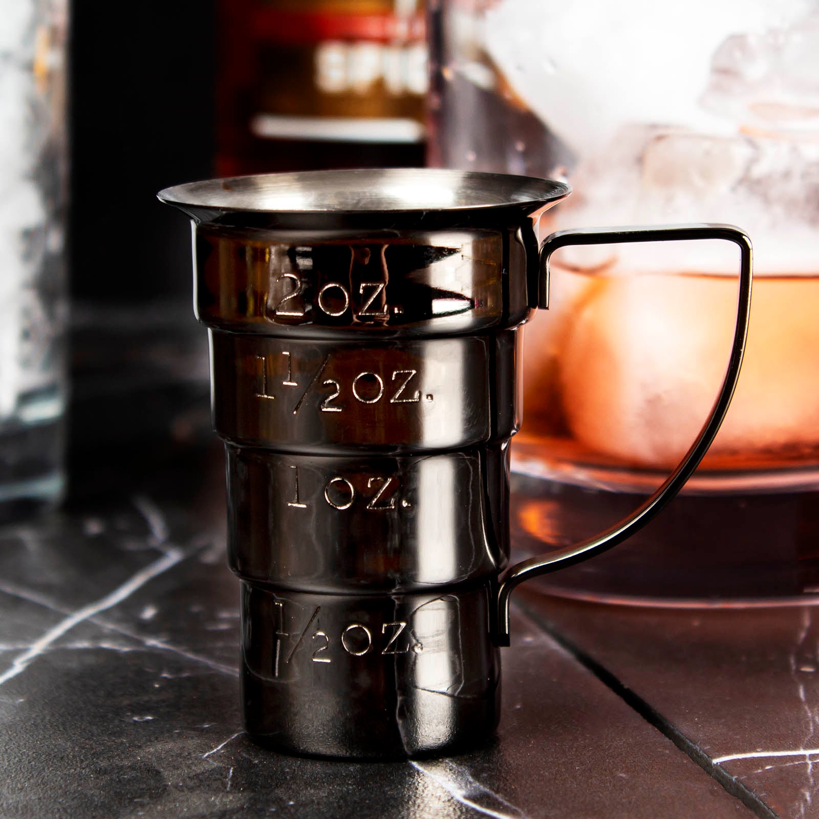 Olea™ Multi Stepped Jigger with Handle - 3-Piece Measuring Cup Set for Cocktails, Bartending & Mixing Drinks - Perfect for Home Bars, Professional Bartenders & Party Hosting